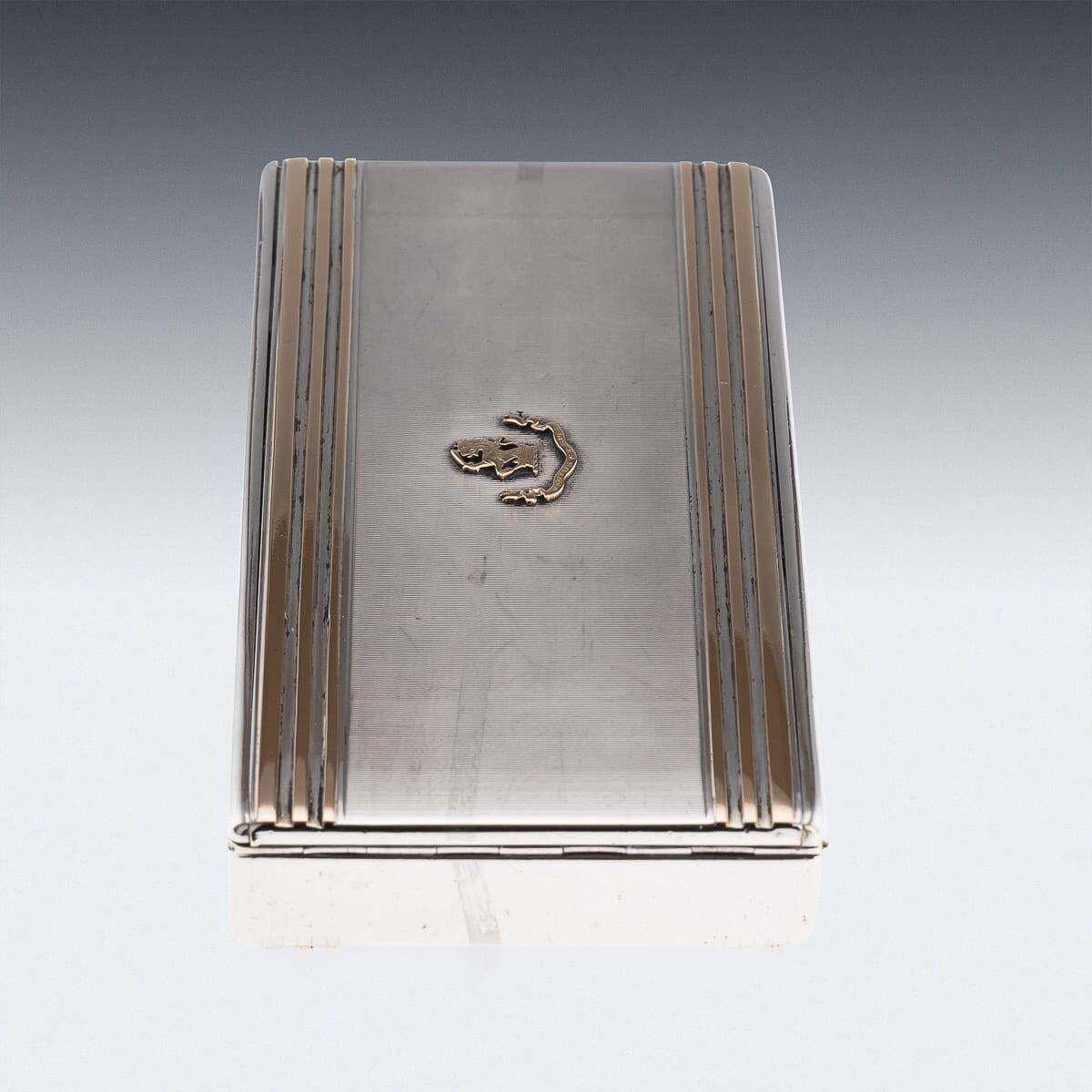 20thc English Solid Silver & 9k Gold Cigar Case By Cartier Of New Bond St C.1929 photo buy