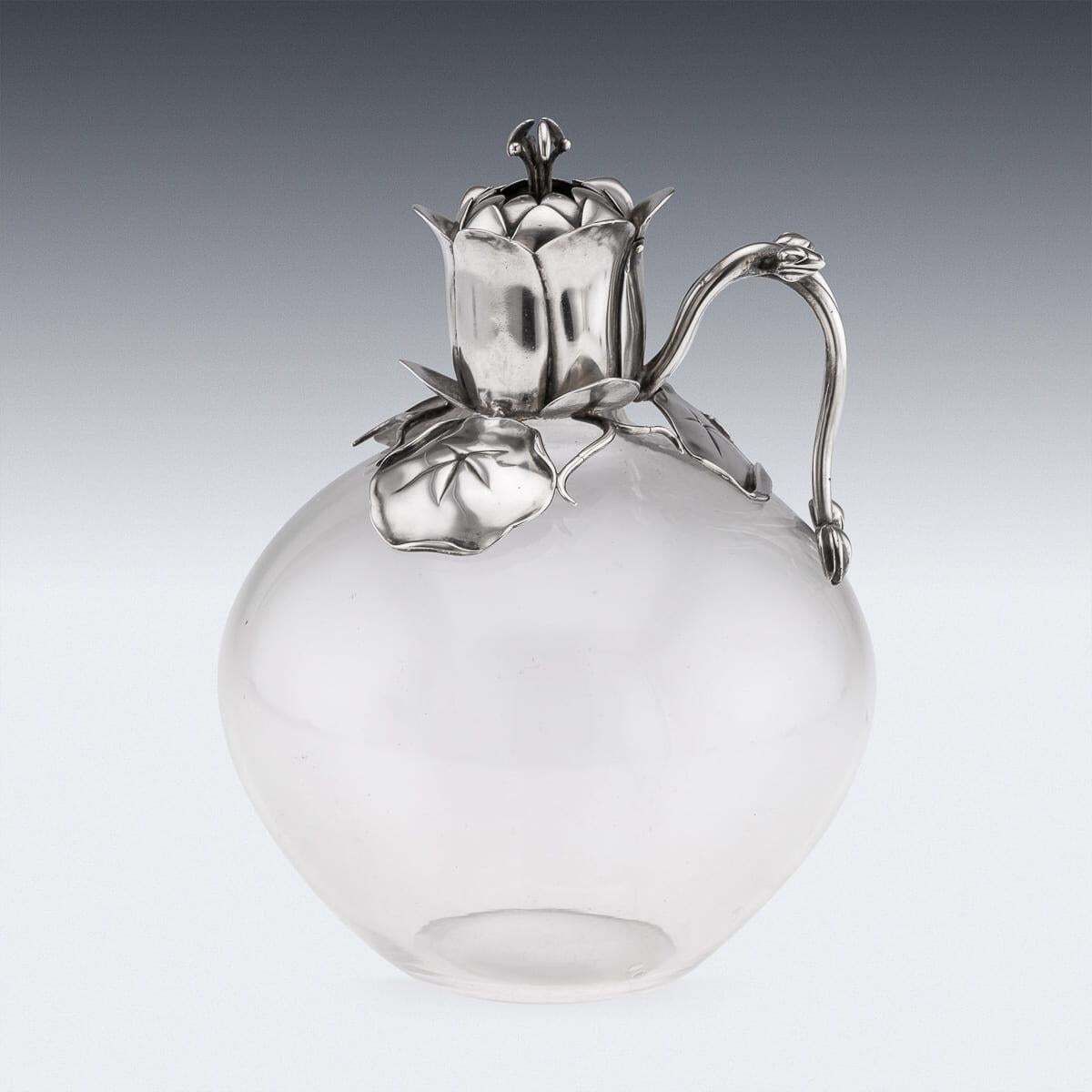 Antique 19th Century Victorian Solid Silver & Clear Glass Claret Jug C.1884 photo Home Decor