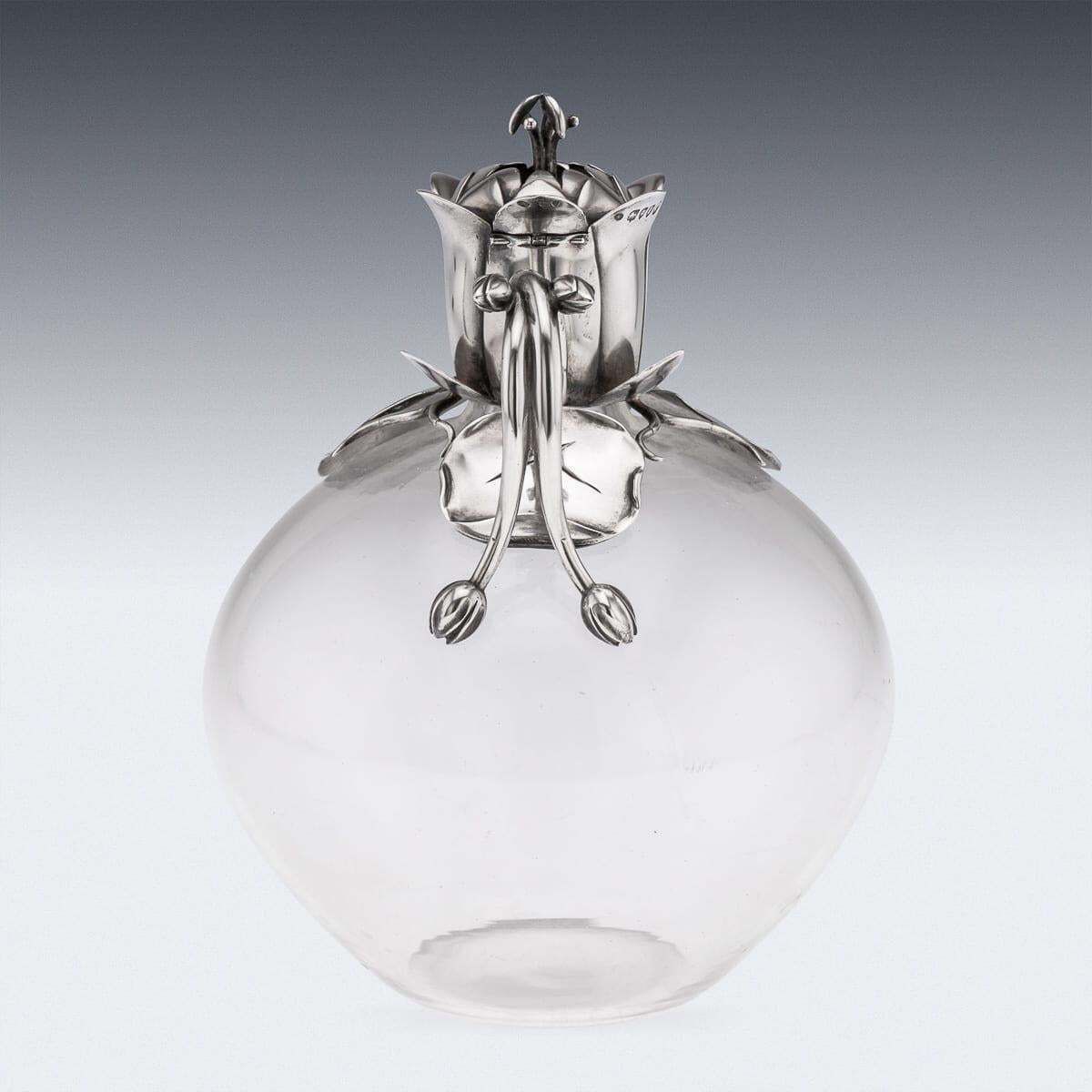 Antique 19th Century Victorian Solid Silver & Clear Glass Claret Jug C.1884 photo 2144.0