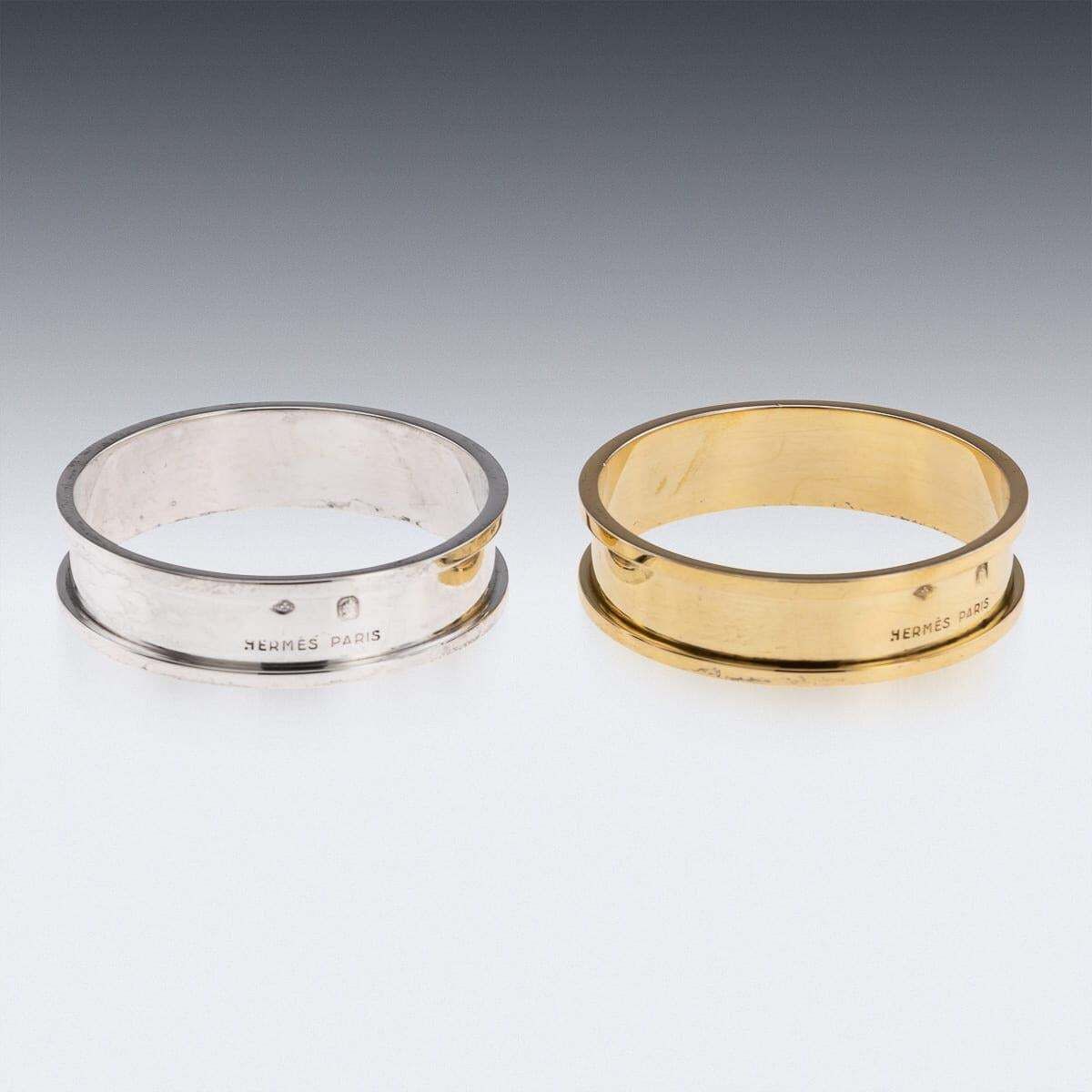 Mid 20th Century French Hermes Solid Silver Gilt Napkin Ring Set C.1960 photo vinterior