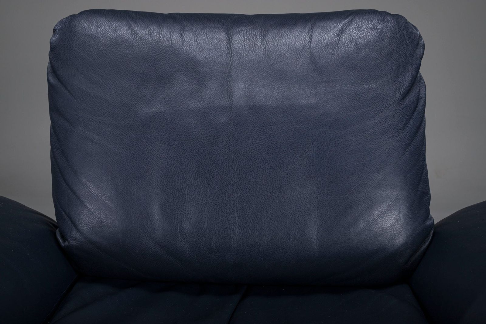 photo buy Danish Teak And Navy Blue Leather Lounge Chair From Komfort, 1970s