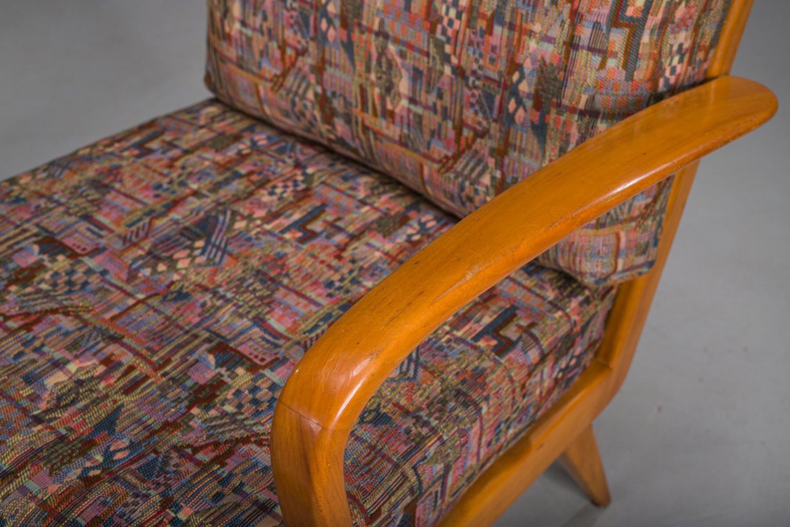 Vintage Cherrywood And Wool Armchairs From Knoll Antimott, 1950s 1960s, Set Of 2 photo for sale