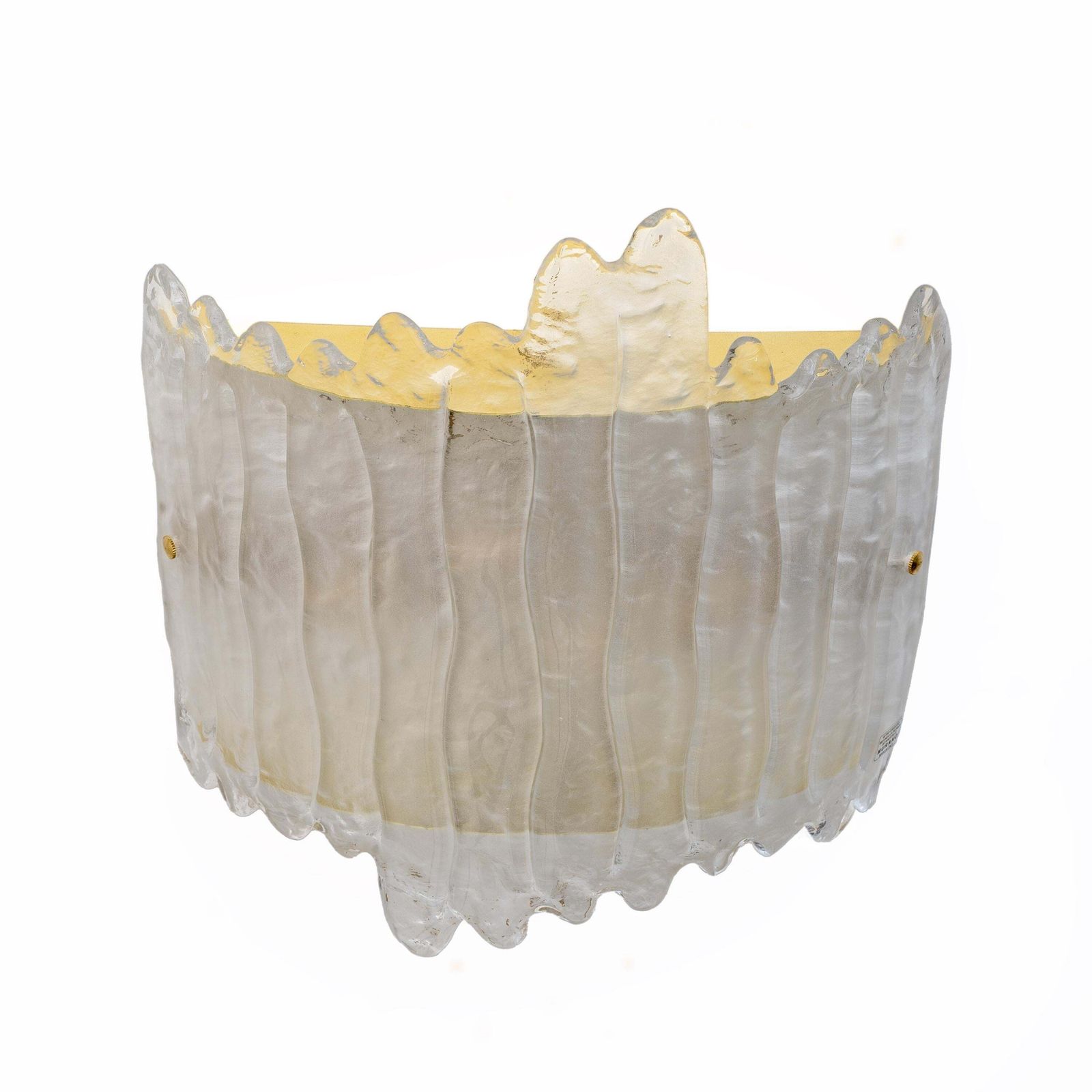 Pair Of Modern Italian Murano Glass And Brass Glacier Wall Sconces photo vinterior
