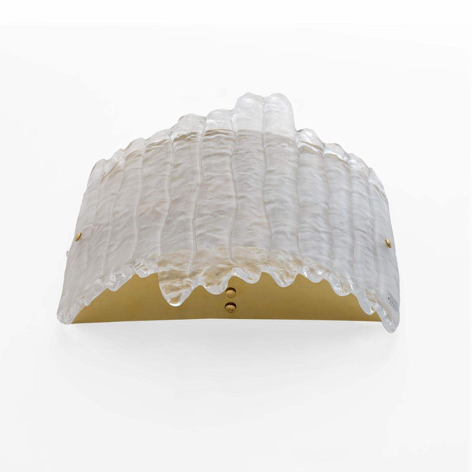 Pair Of Modern Italian Murano Glass And Brass Glacier Wall Sconces photo buy