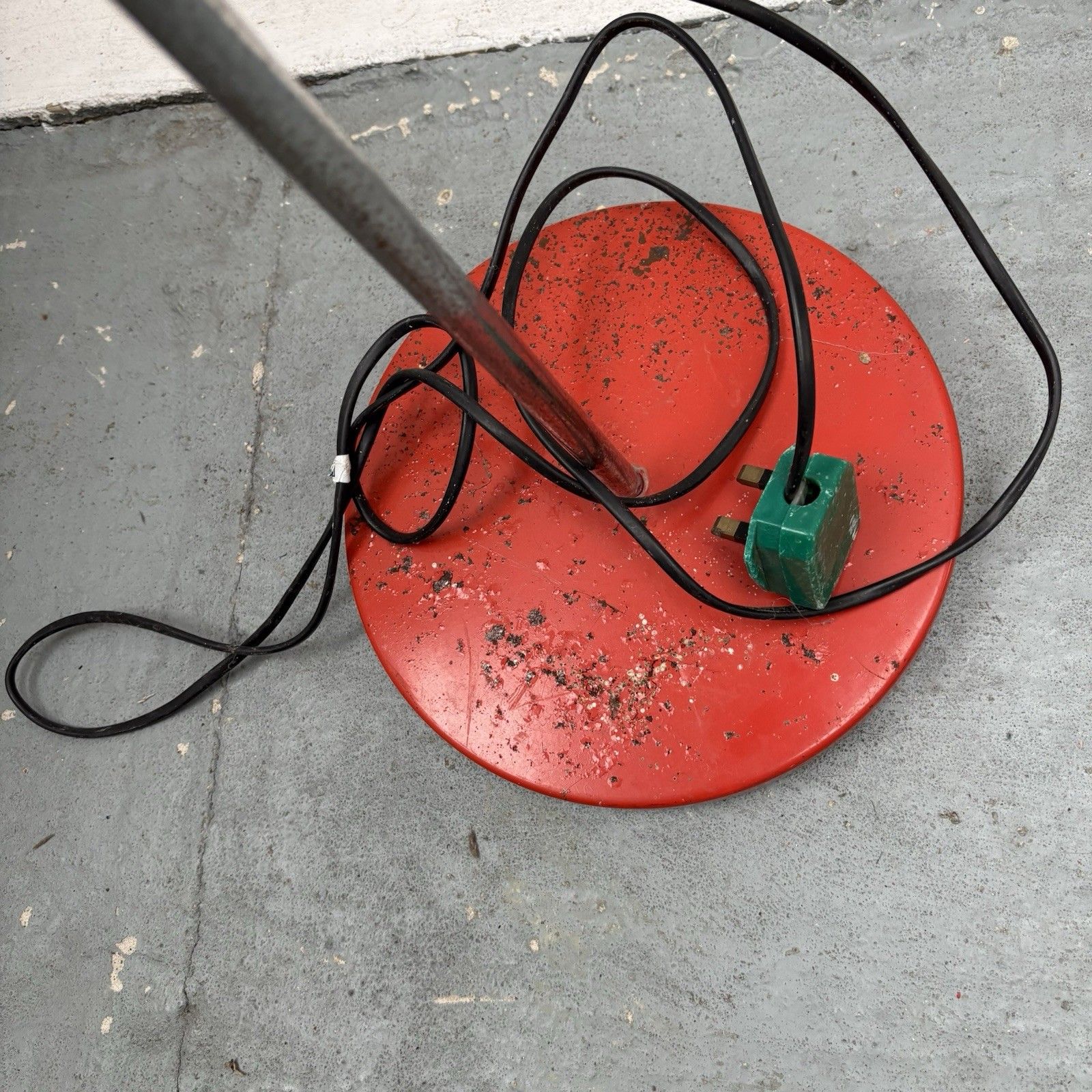 Vintage Floor Lamp On Red Metal Base With Black Plastic Fittings, 1970s photo furniture