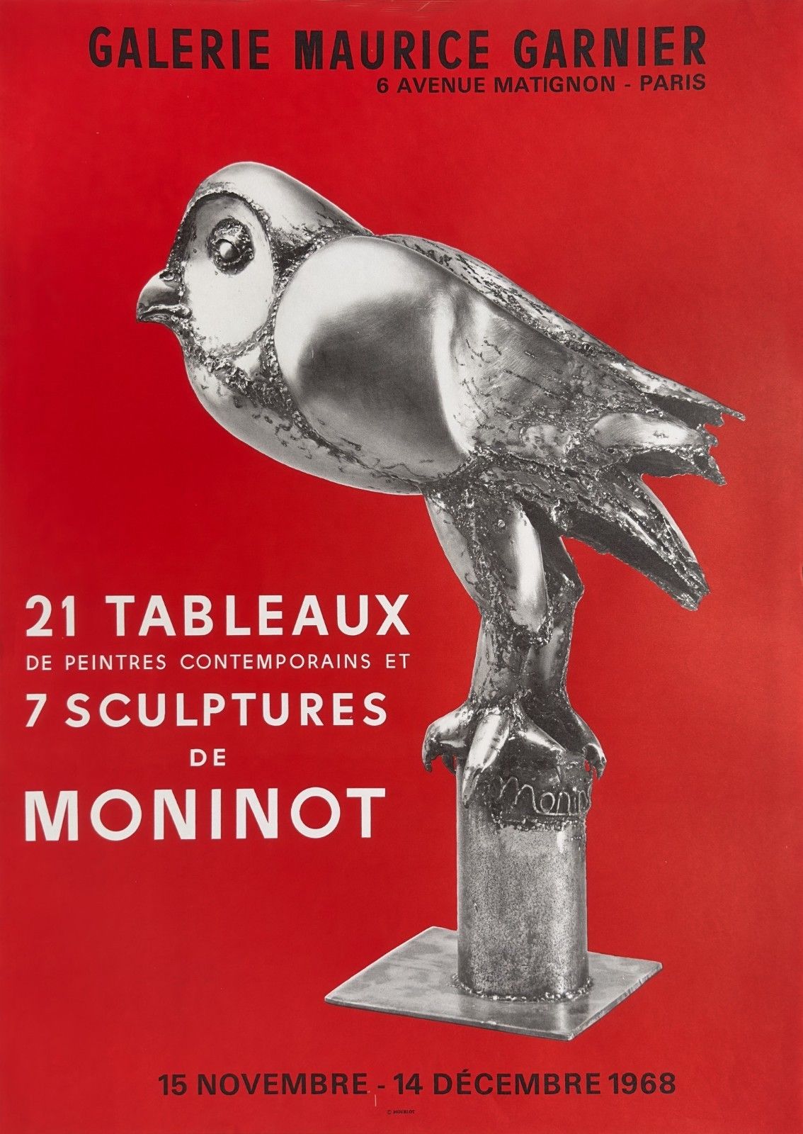 Moninot Robert Poster Poster Animal Sculpture Paris Galerie Garnier 1968
