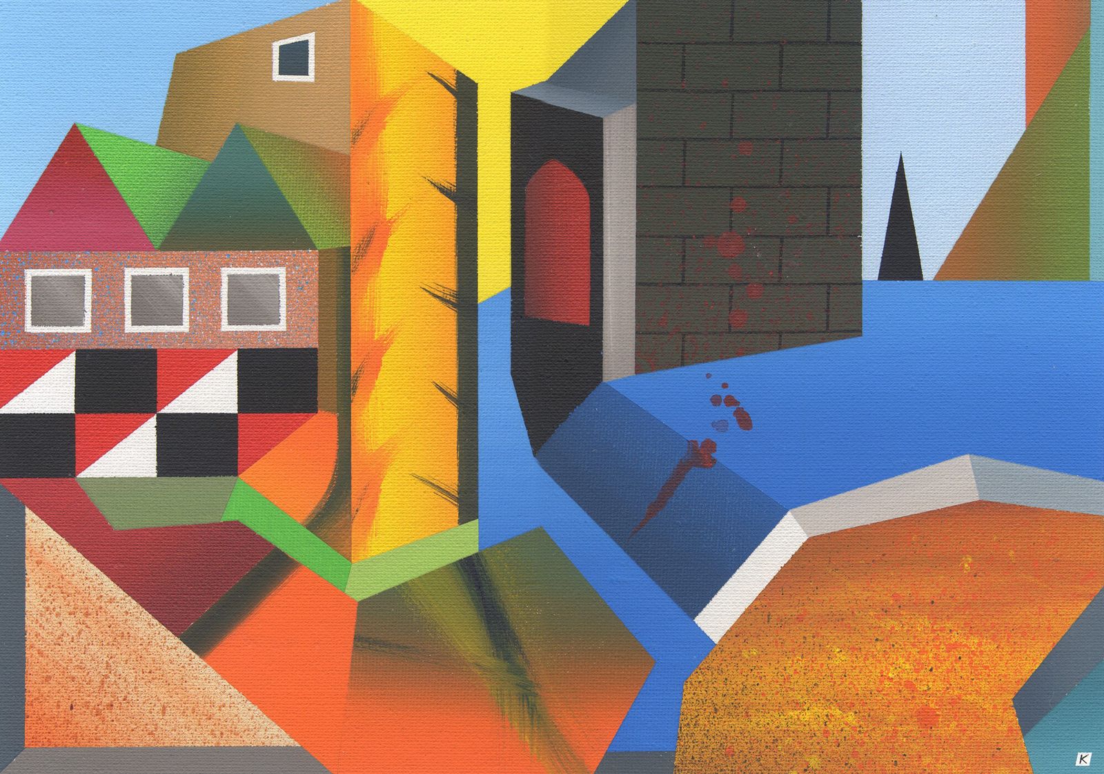 Mysterious Abstracted Landscape By Famed British Outsider Artist photo furniture