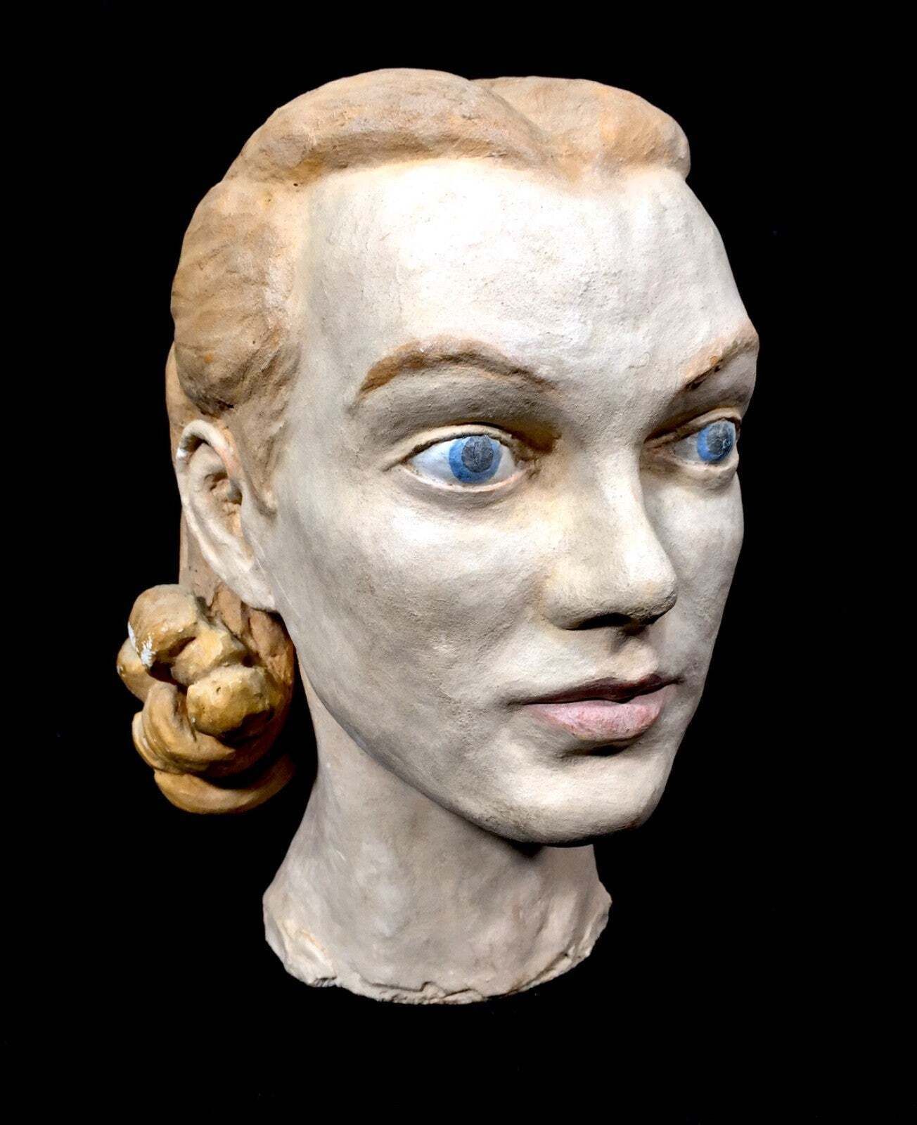 Vintage Plaster Bust Sculpture By Artist William Dench / Mannequin Antique Style photo 165.0