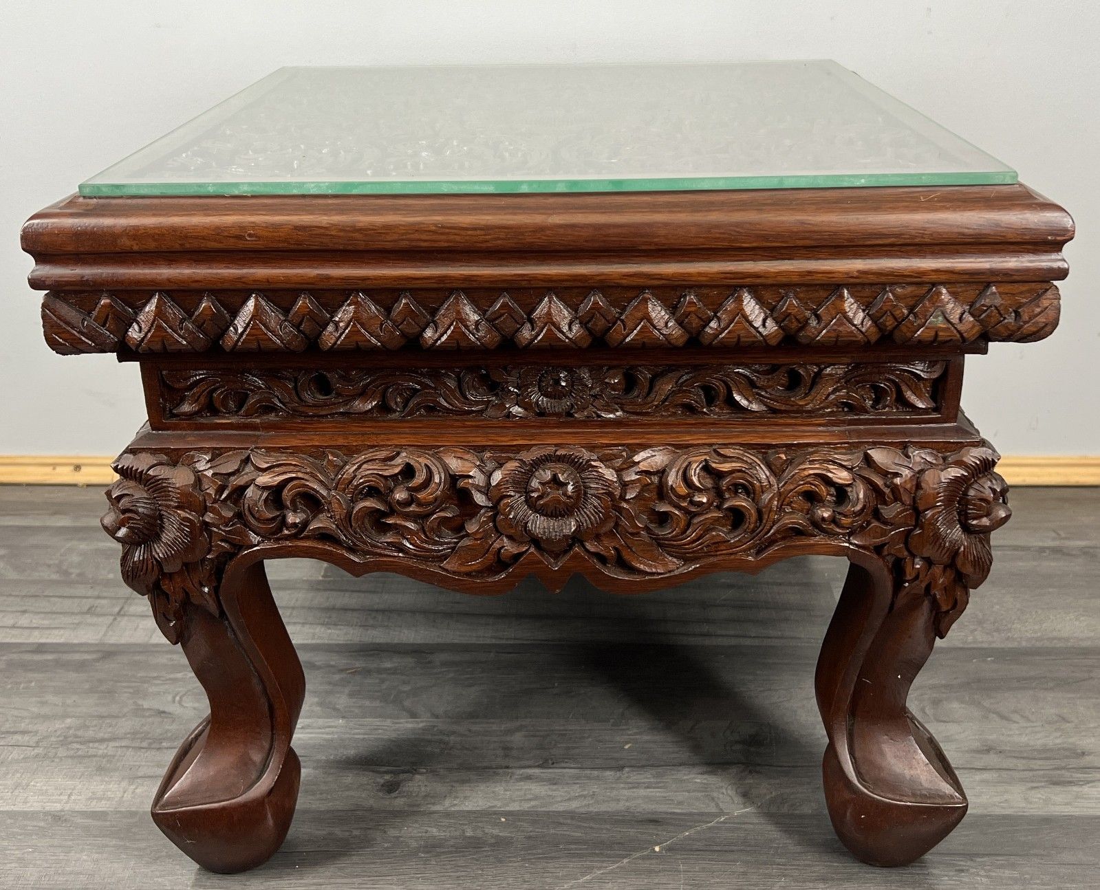 Coffee Table Plant Stand Vintage Chinese Mahogany Hand Ornate Carved  Lot 4328 photo for sale