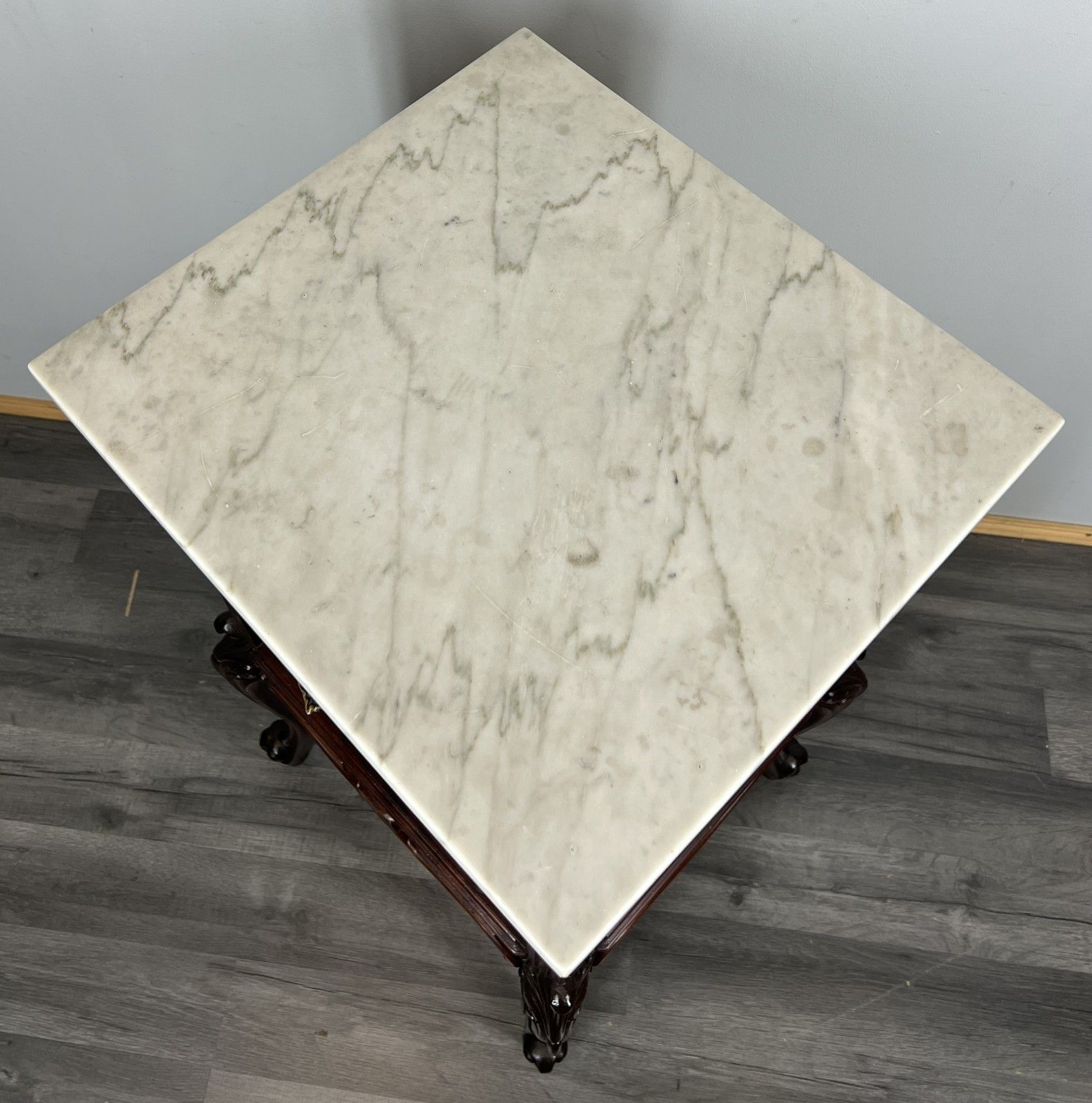 photo for sale Bedside Table Antique French Marble Top Walnut Carved Cabinet Lot 4334