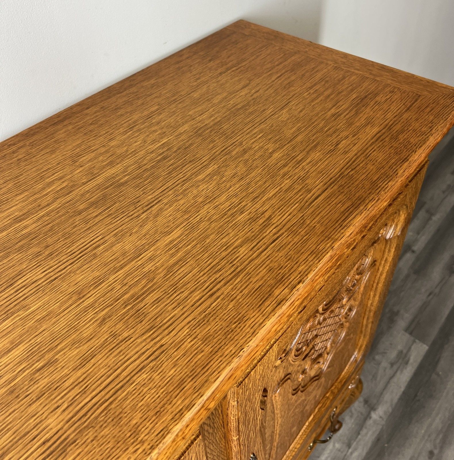 photo furniture Cabinet Vintage French Louis XVI Oak Sideboard Carved Panels Cupboard Lot 4332