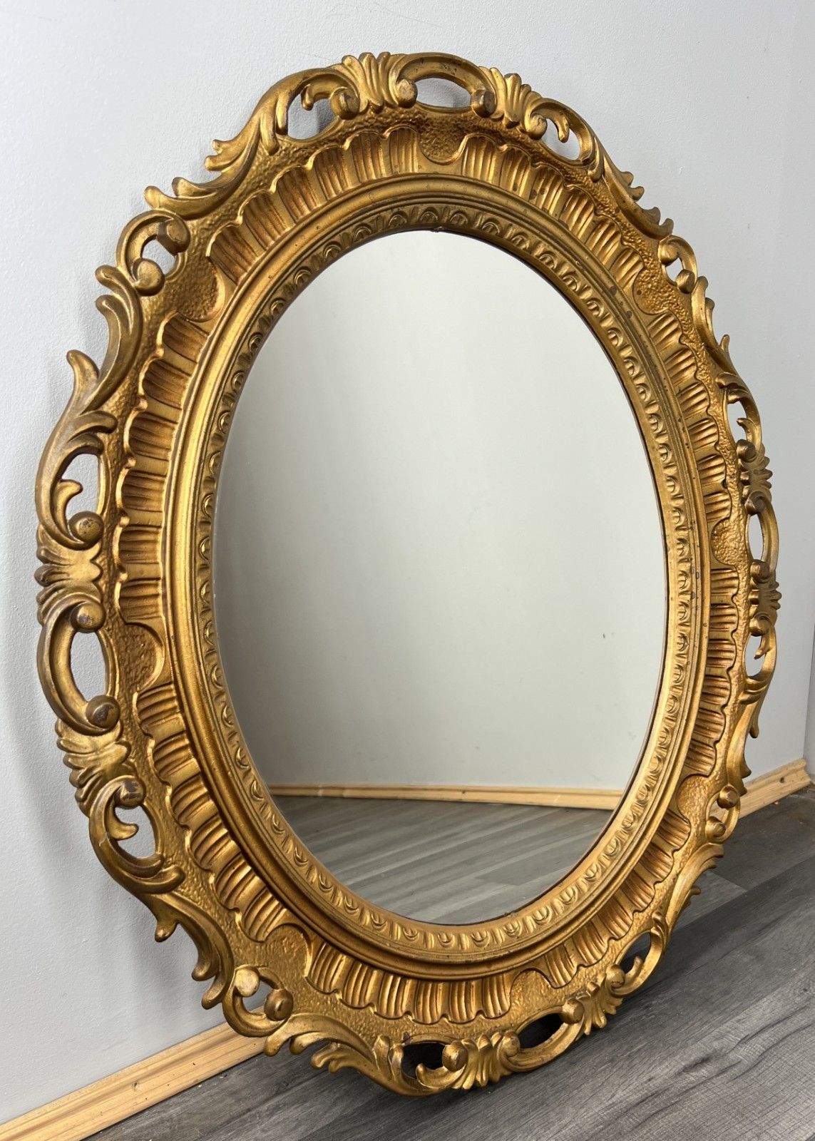 Vintage French Oval Wall Mirror With Ornate Rococo Frame Wall Decor Lot 4358
