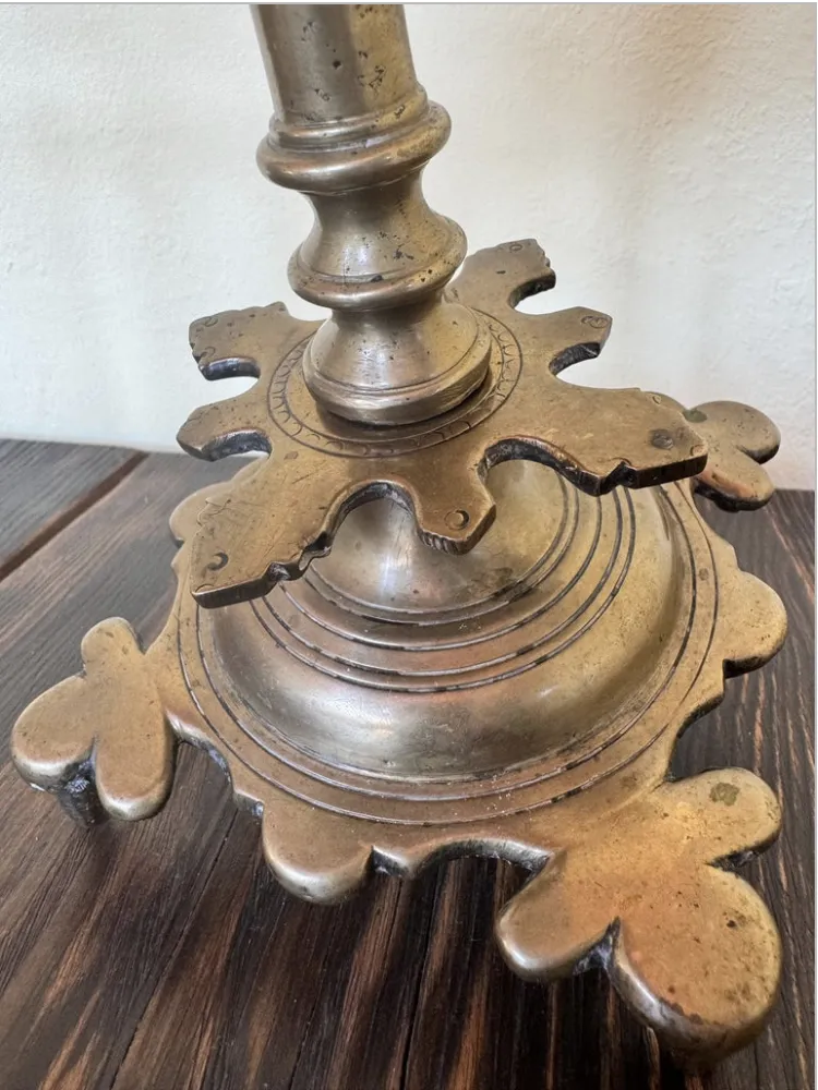 Rare Pair Of 16th Century Renaissancebronze Candlesticks From Bohemia photo vintage