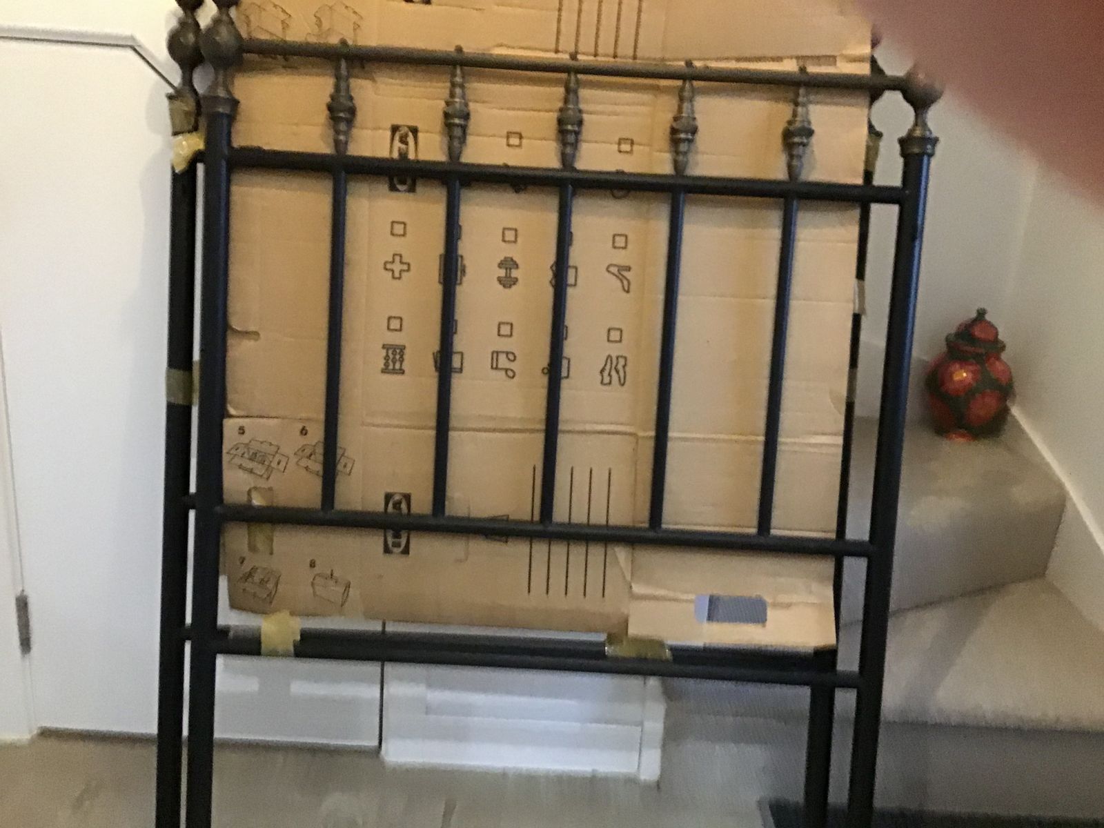 Two 3ft Black Metal And Brushed Brass Quality Headboards photo for sale