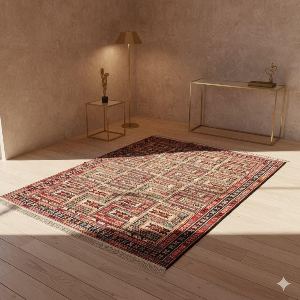 Antique Asian Carpet Cotton Extra Thin Knot Handmade 75 X 51 In photo furniture