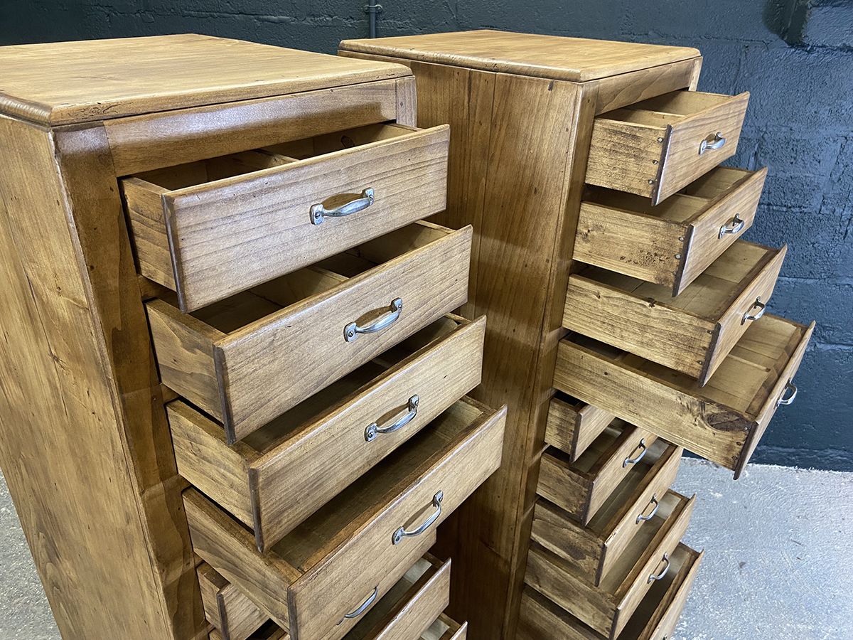Pair Of French Industrial Tall Bank Of Drawers, Mid Century. photo buy
