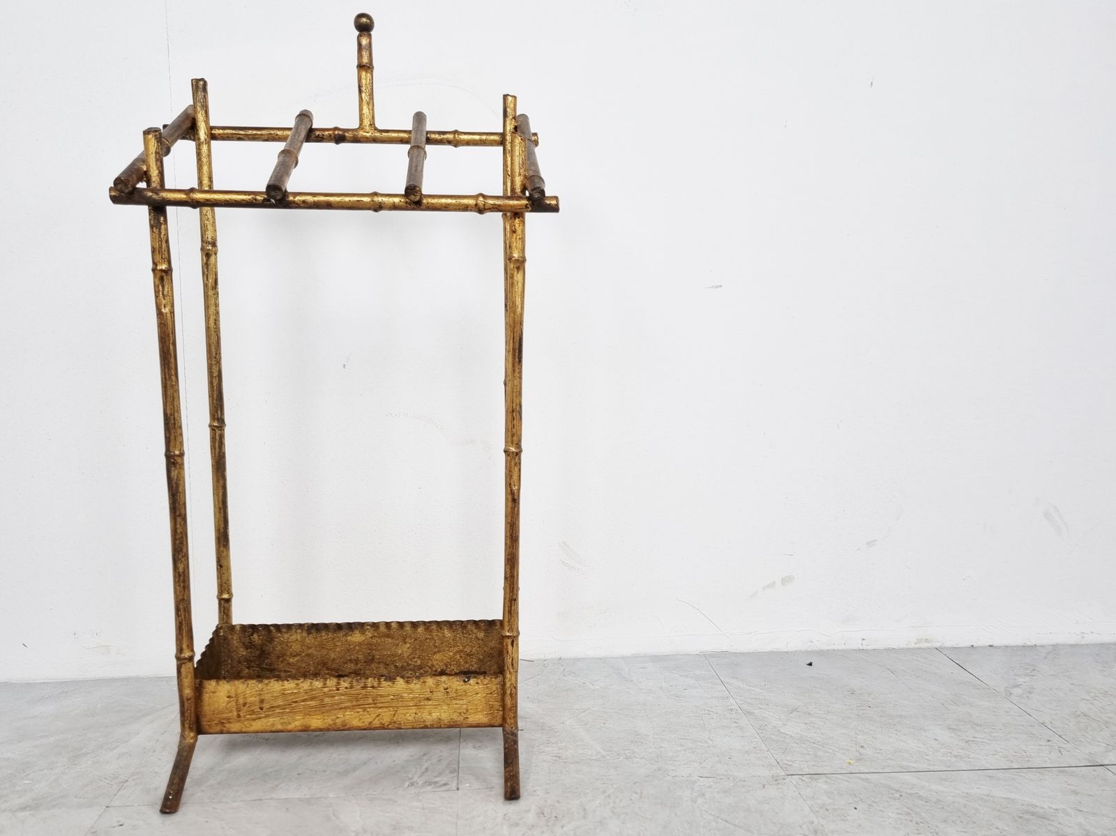 Chinoiserie Faux Bamboo Umbrella Stand, 1960s photo for sale