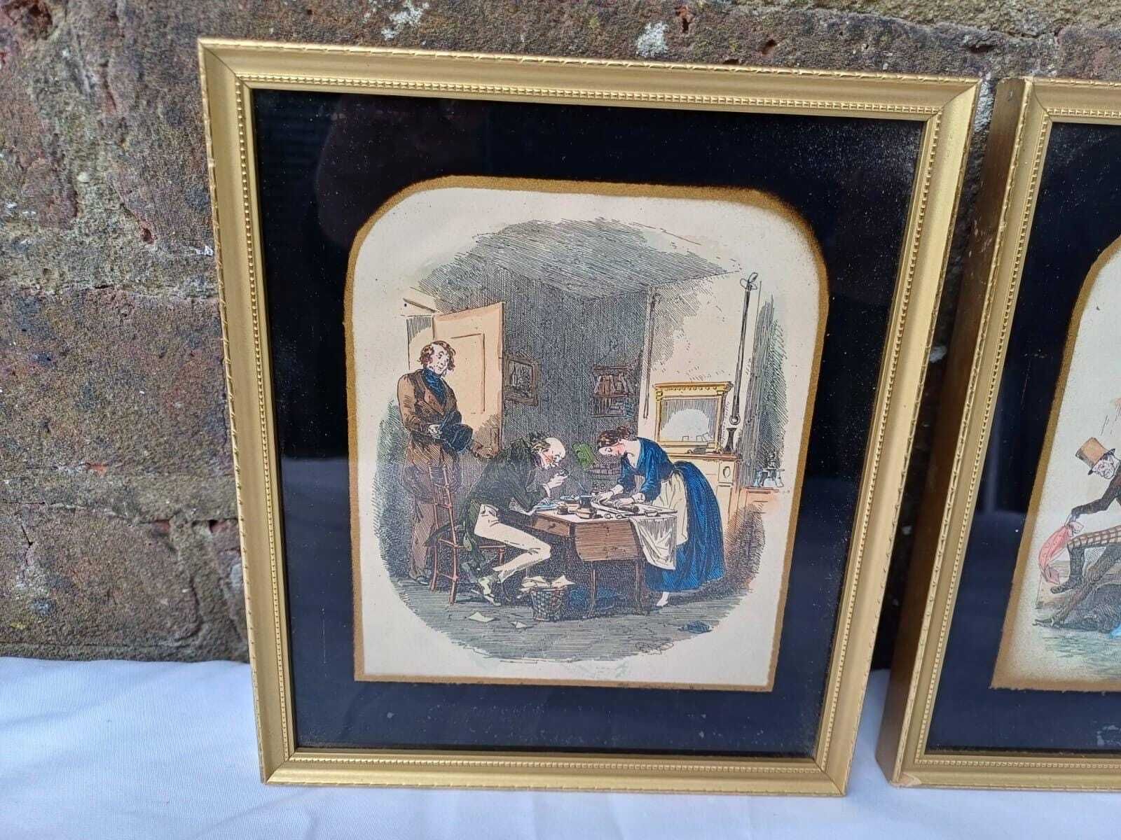 Mid Century Set Of 3 Vintage Humorous Prints – Quirky Hand Coloured Pictures In Gilt Frames, Victorian Style Wall Art photo 79.0