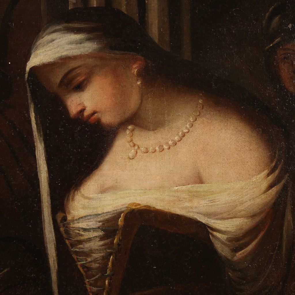 photo for sale Antique Italian Painting Christ And The Adulteress From The 18th Century