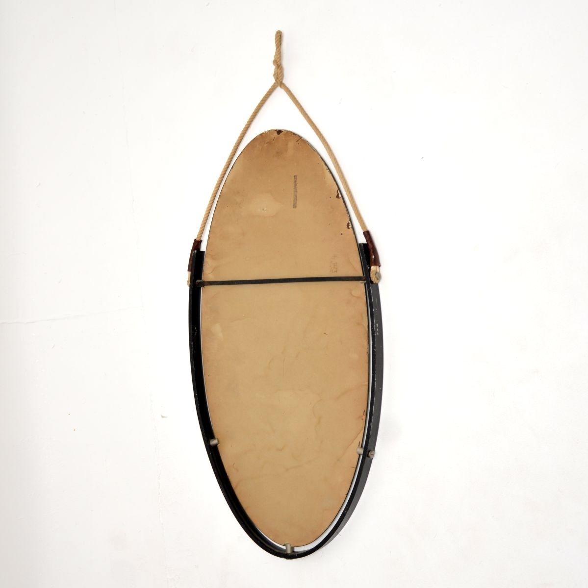 Vintage Steel, Leather And Rope Mirror photo vintage