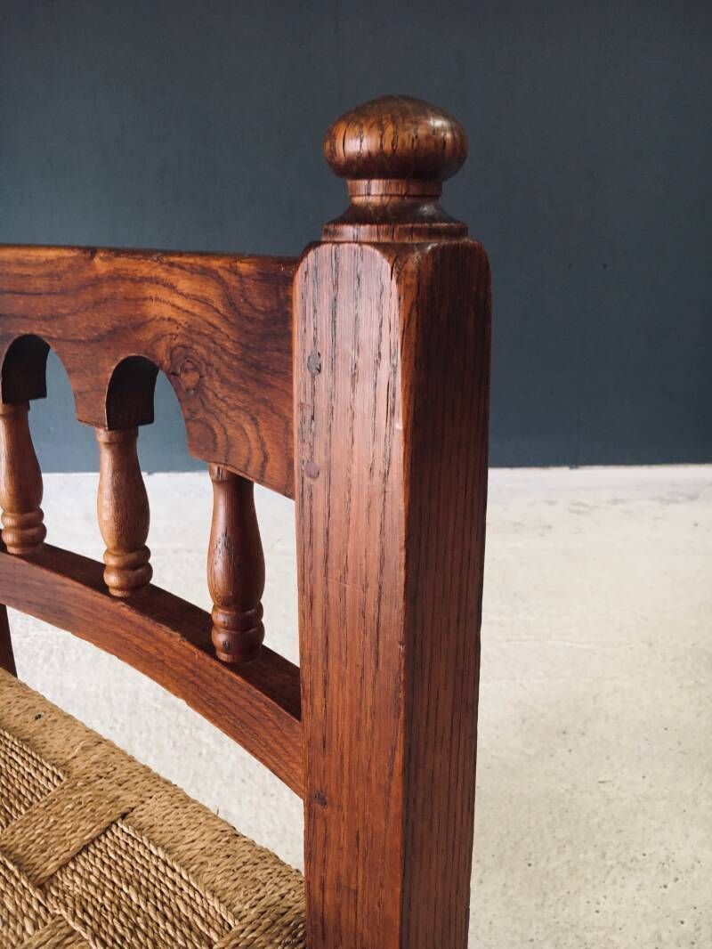 photo vinterior Travail Populaire Oak & Rope Side Chair, Belgium 1950's