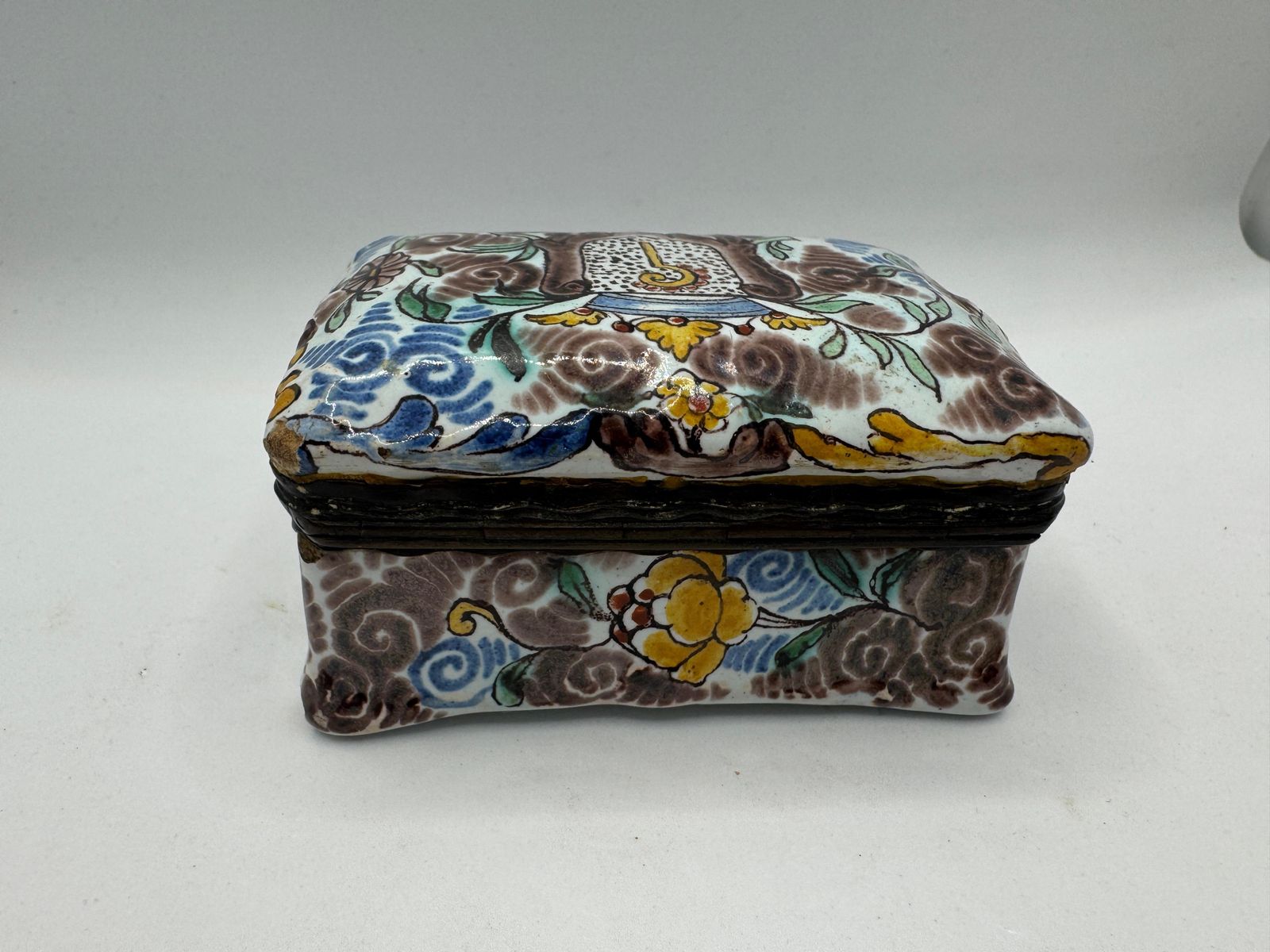 17th Century Dutch Delft Snuff / Patch Box photo 580.0