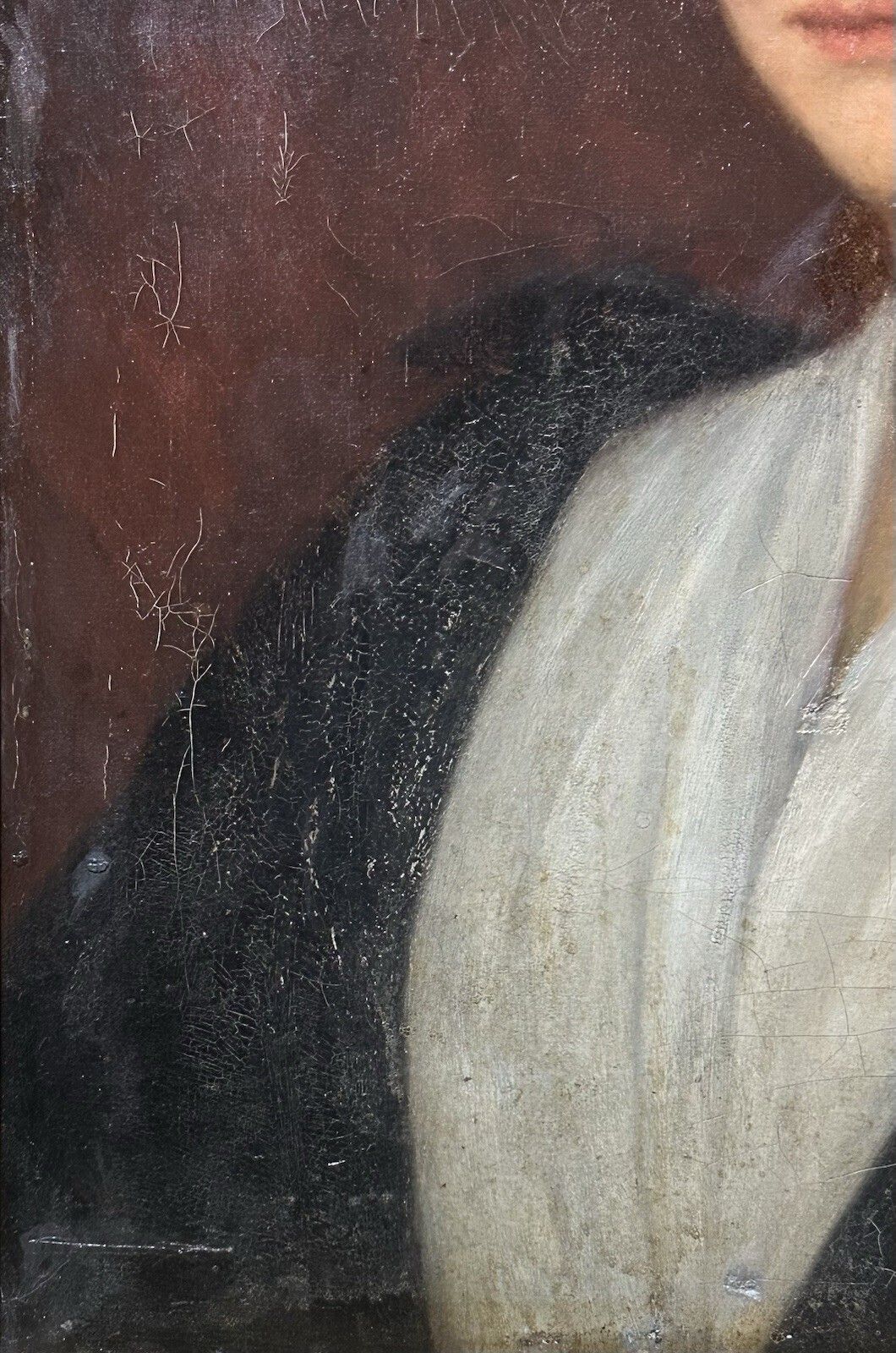 Antiek Olieverfschilderij Op Doek, Ca. 1830–1850 – Portret Van Een Vrouw photo furniture