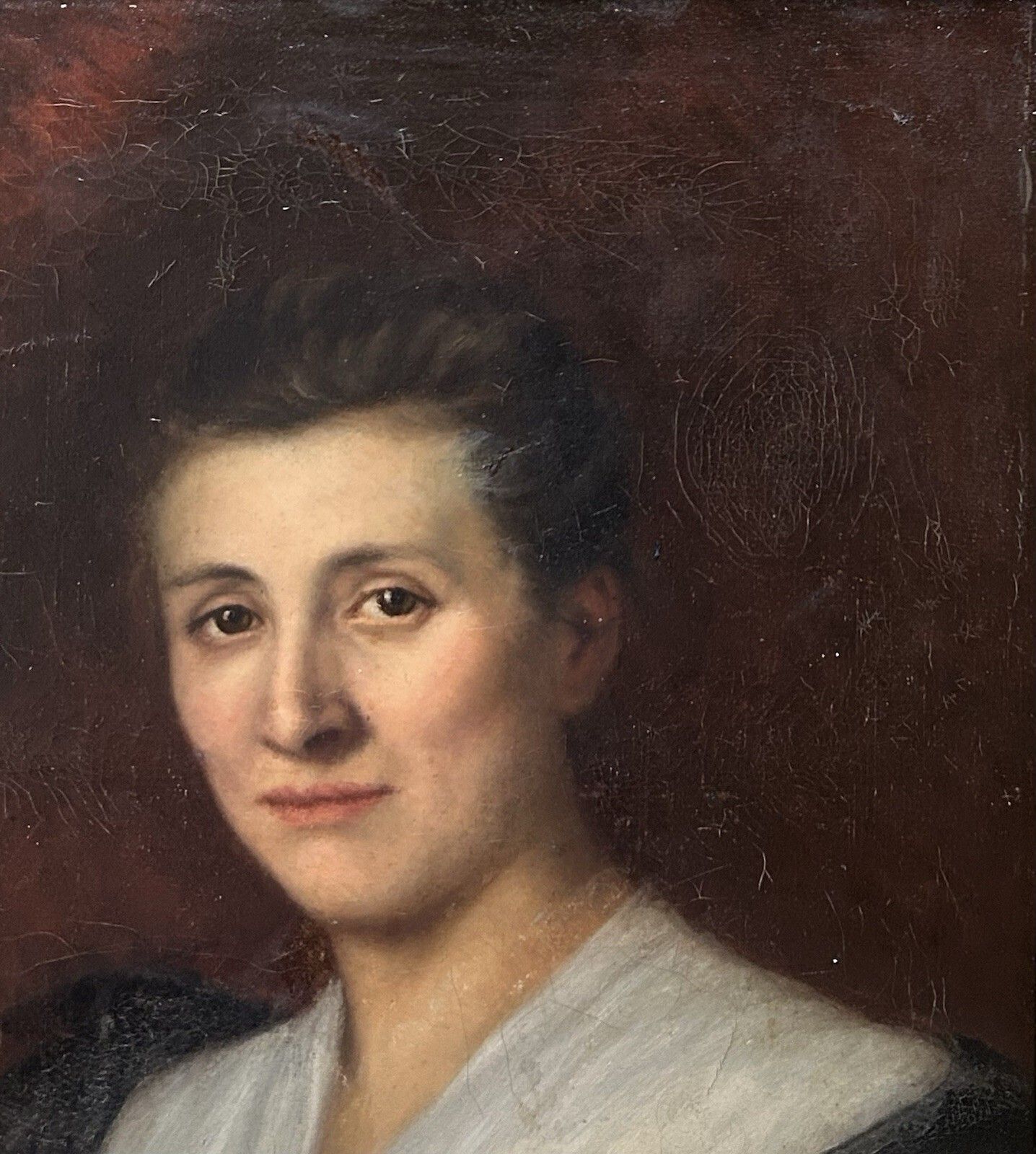 Antiek Olieverfschilderij Op Doek, Ca. 1830–1850 – Portret Van Een Vrouw photo Kunst
