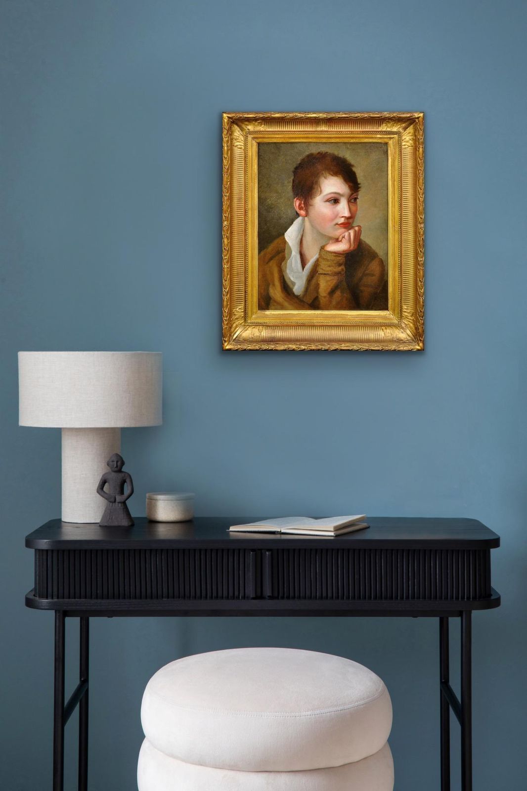 Late 18th Or Early 19th Century Portrait Of La Gamine With Androgynous Charm. Oil On Canvas. Framed. photo buy