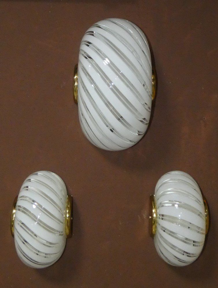 Murano Glass Wall Lights From F. Fabbian, Italy, 1980s, Set Of 3