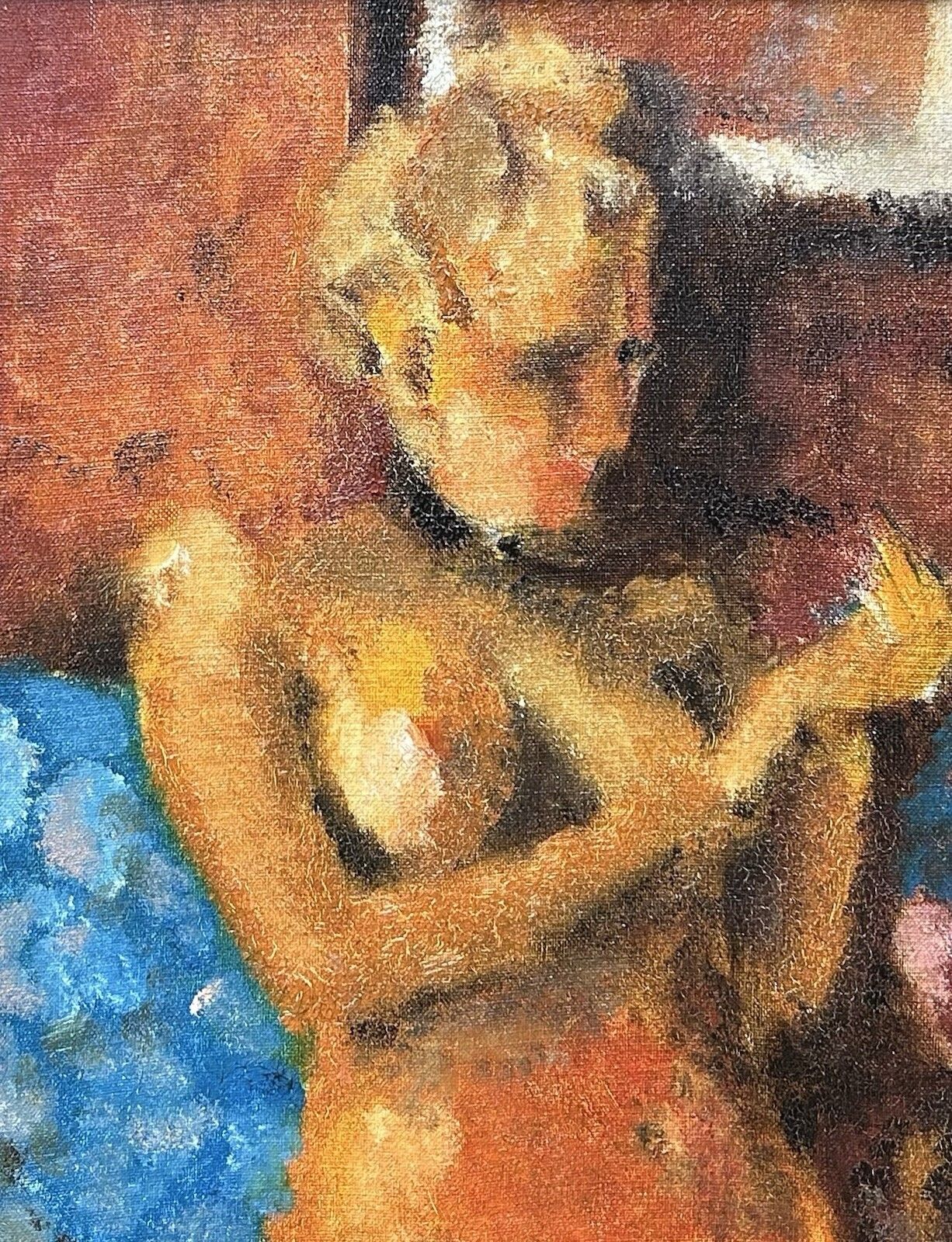 1920s Original Expressionist Oil On Canvas – Young Woman, Nude Portrait photo furniture