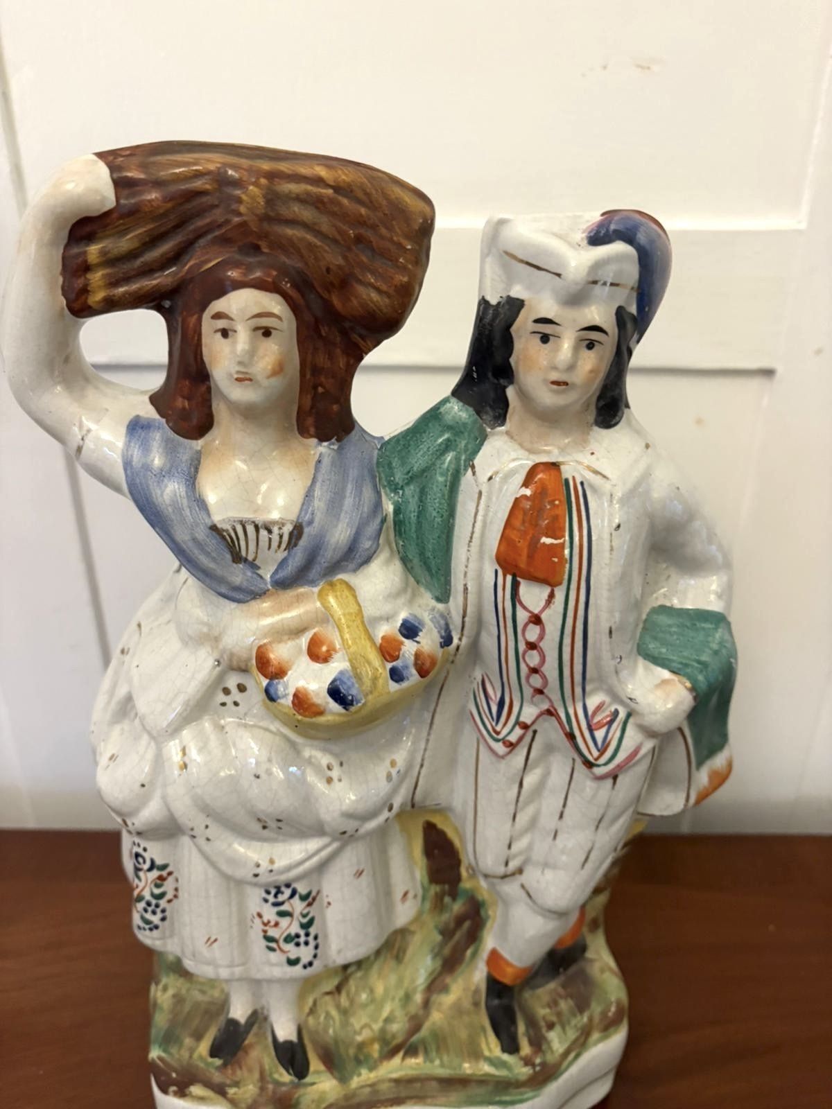 Antique Staffordshire Flatback Of A Country Couple photo Art