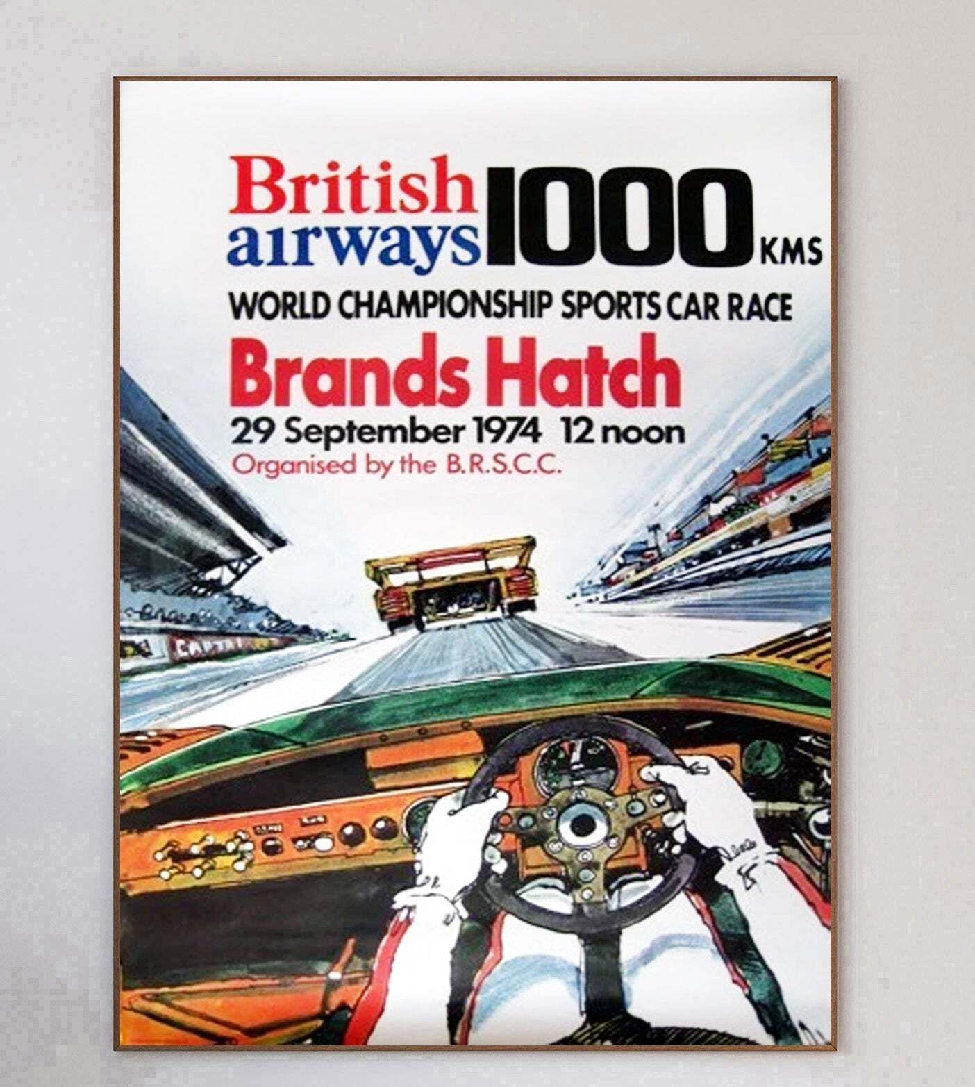 1974 British Airways 1000 World Championship Brands Hatch Original Vintage Poster photo 442.0