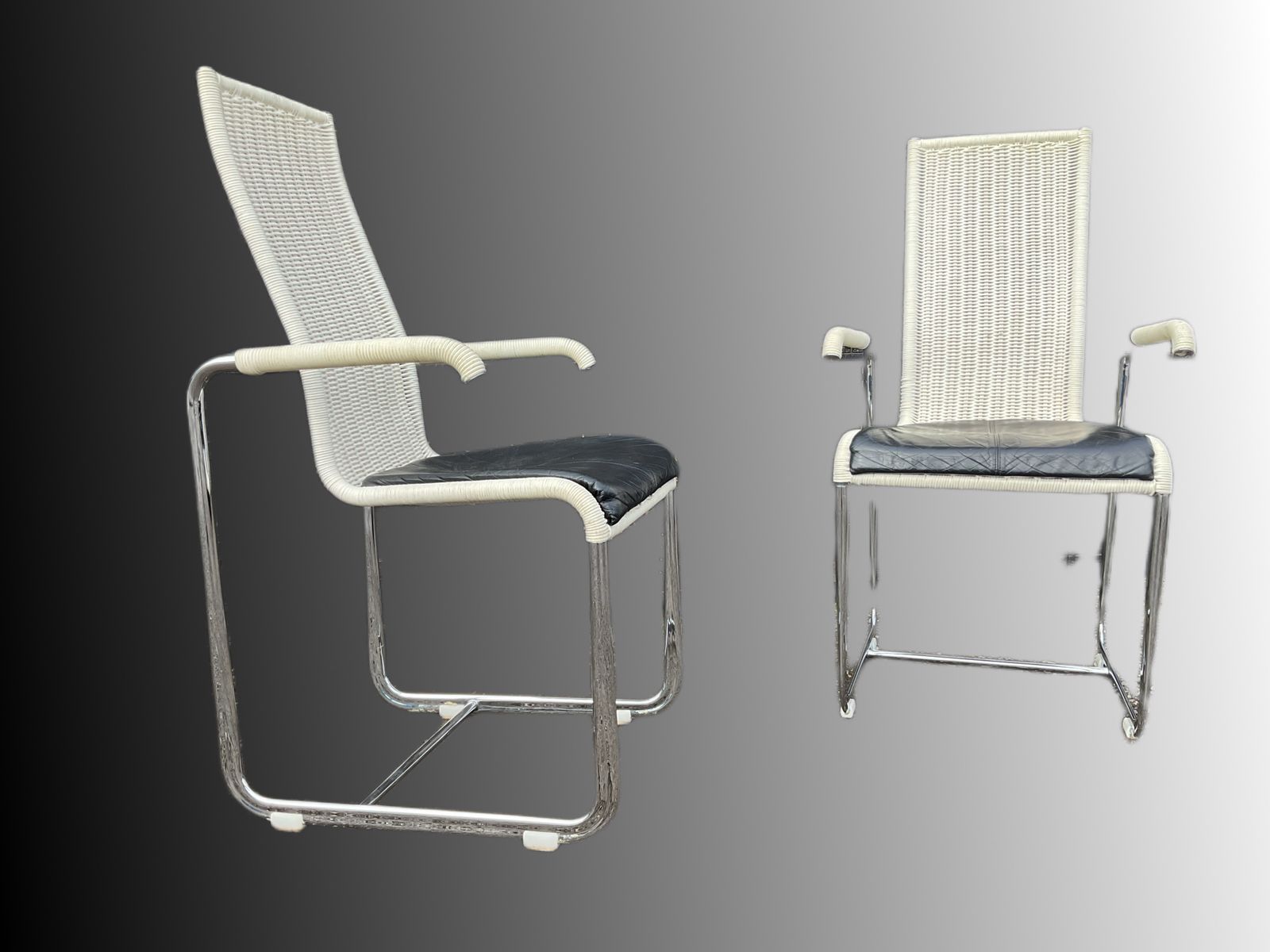 D20 Stainless Steel Leather Wicker Chairs For Tecta, Bauhaus Style photo vintage