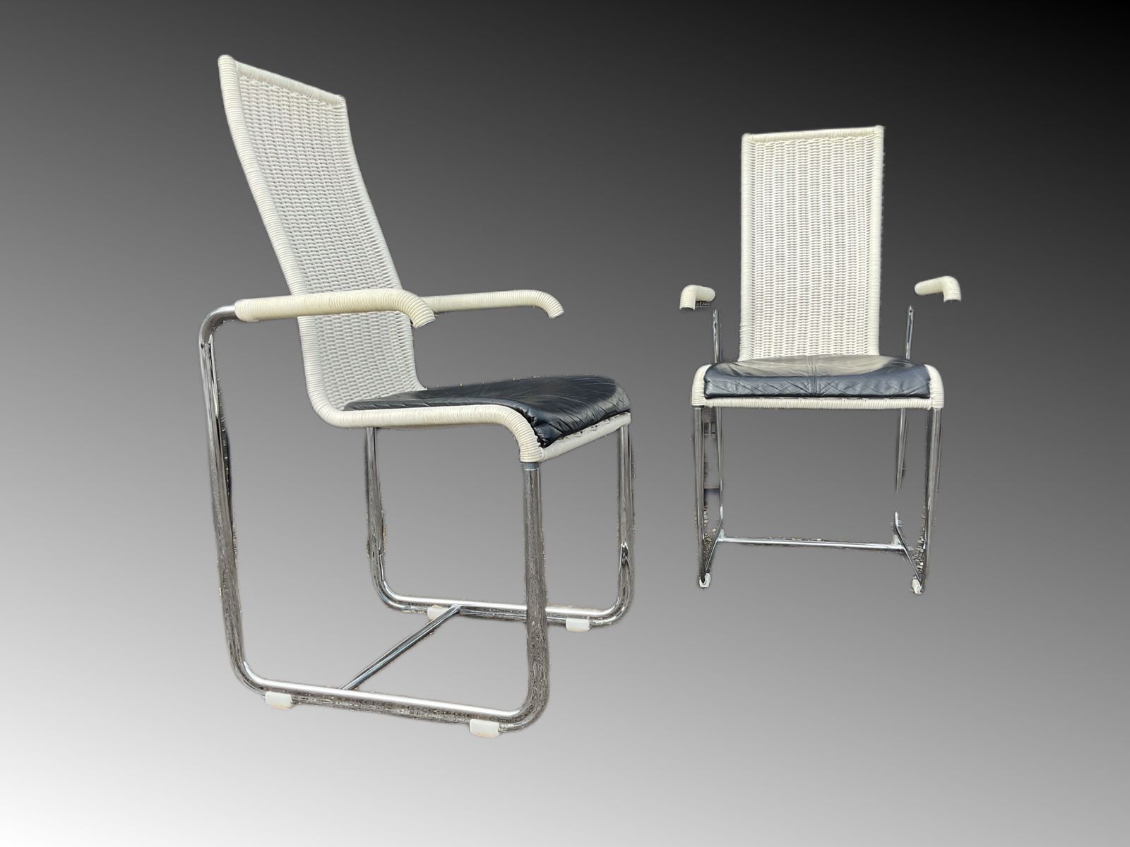 photo furniture D20 Stainless Steel Leather Wicker Chairs For Tecta, Bauhaus Style