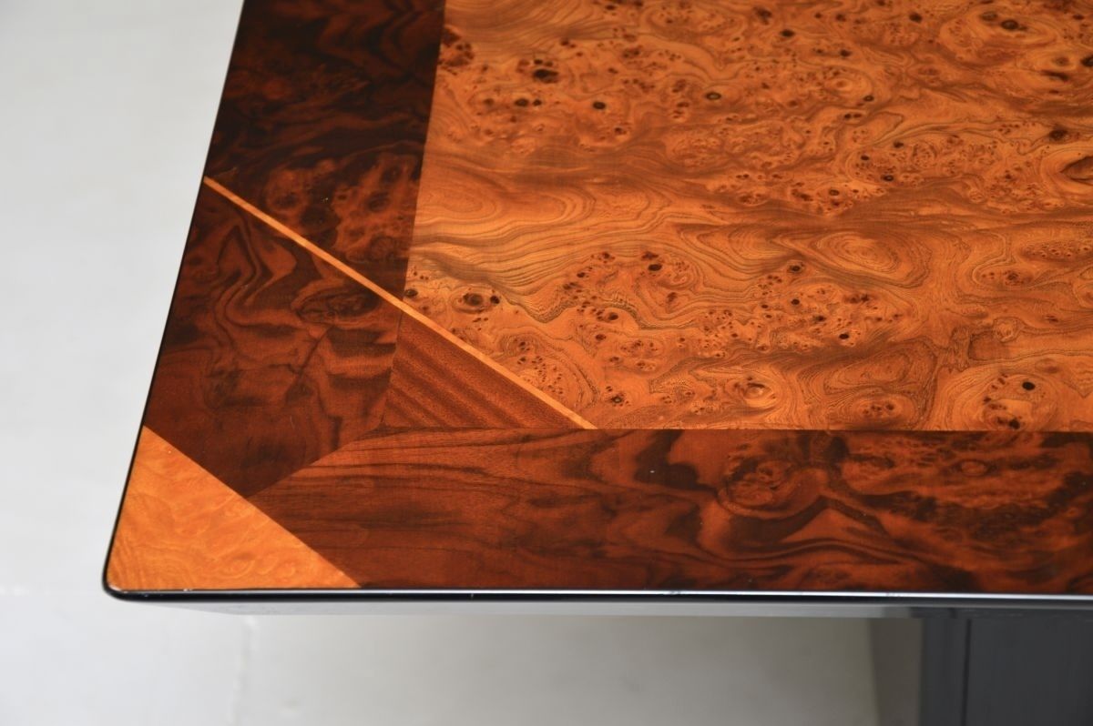 photo furniture Vintage Italian Inlaid Burr Wood Dining Table By Oscar Dell Arredamento