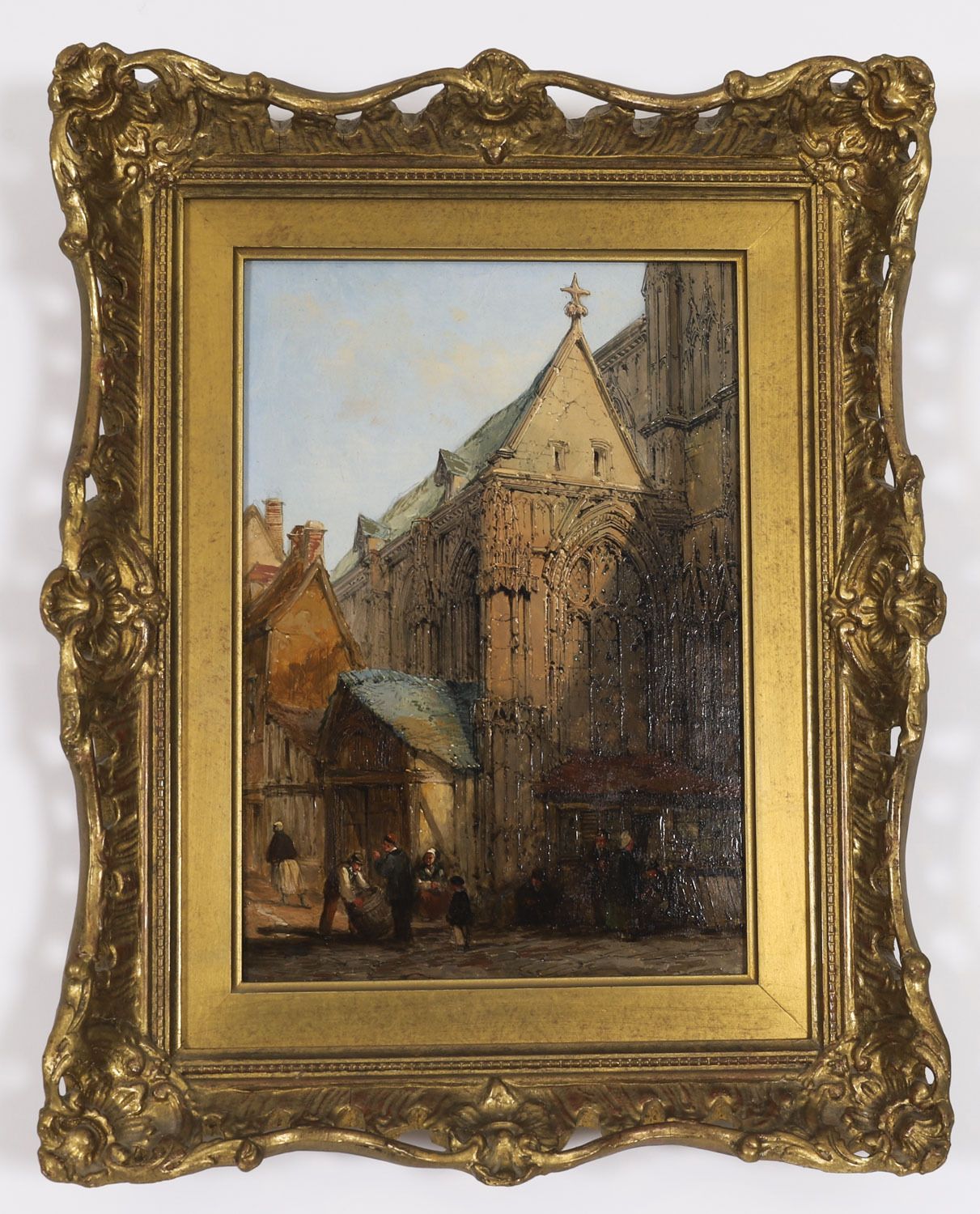 1650.0 Antique Pair Of Architectural Views Oil Paintings Lewis J Wood Early 19th C photo