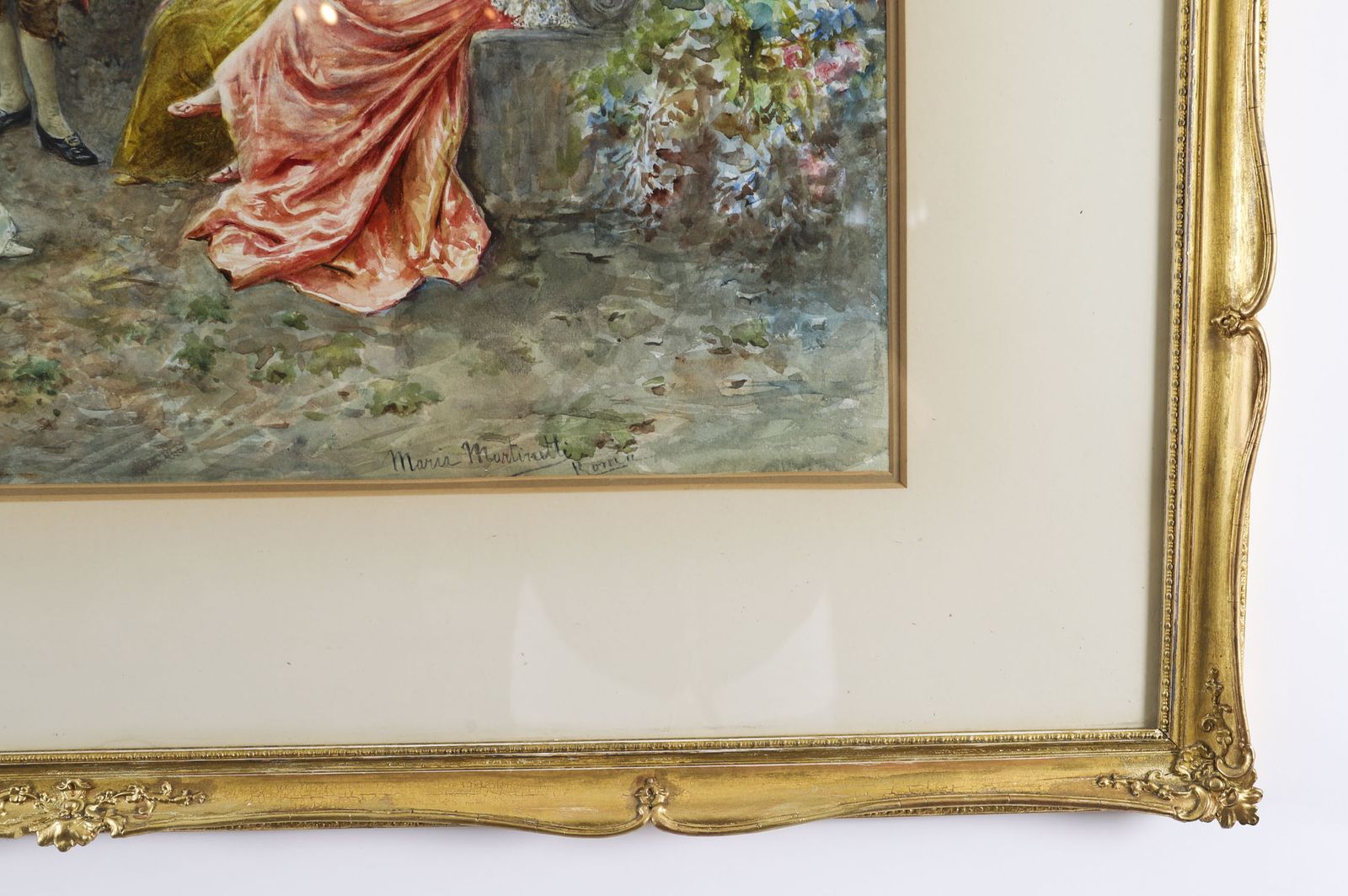 Antique Watercolour 'The Garden Music Recital' By Martinetti 19thc  83x102cm photo 2800.0