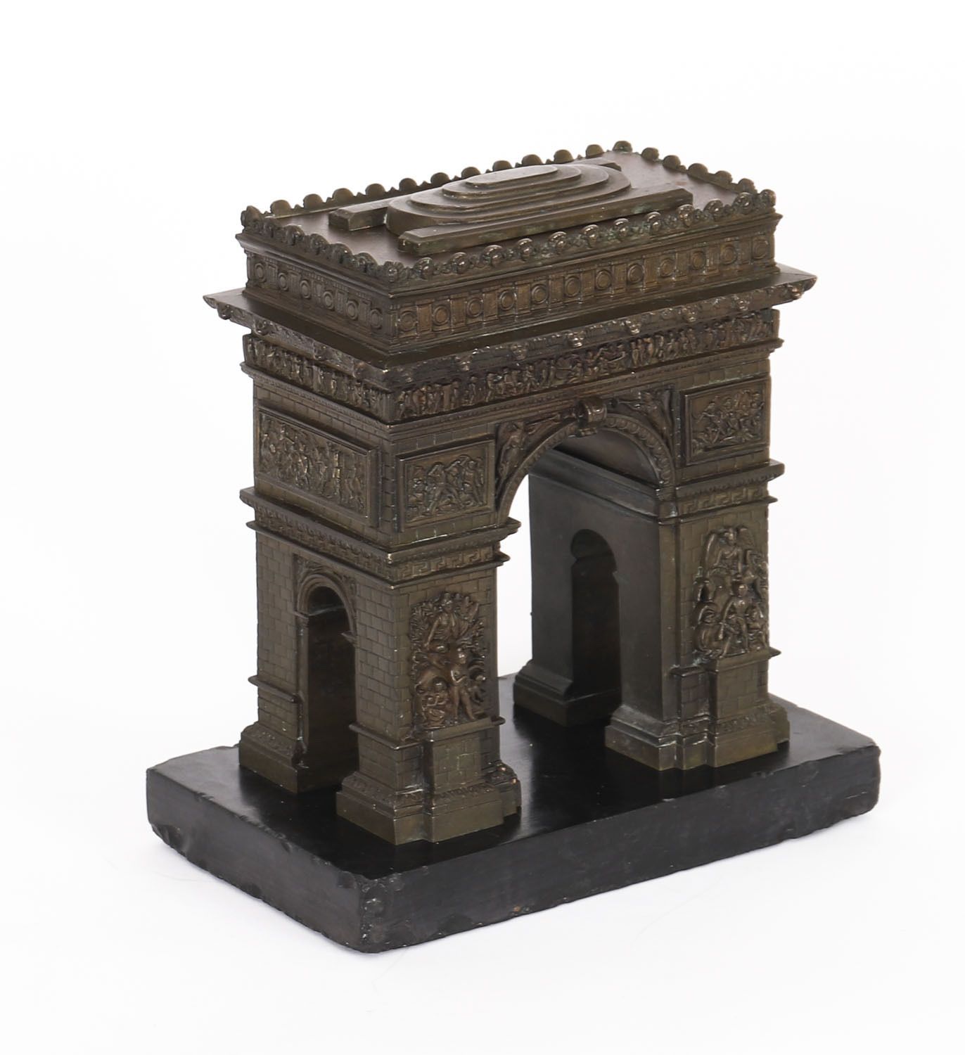 Antique French Bronze Grand Tour Model Of The Arc De Triomphe 19th C