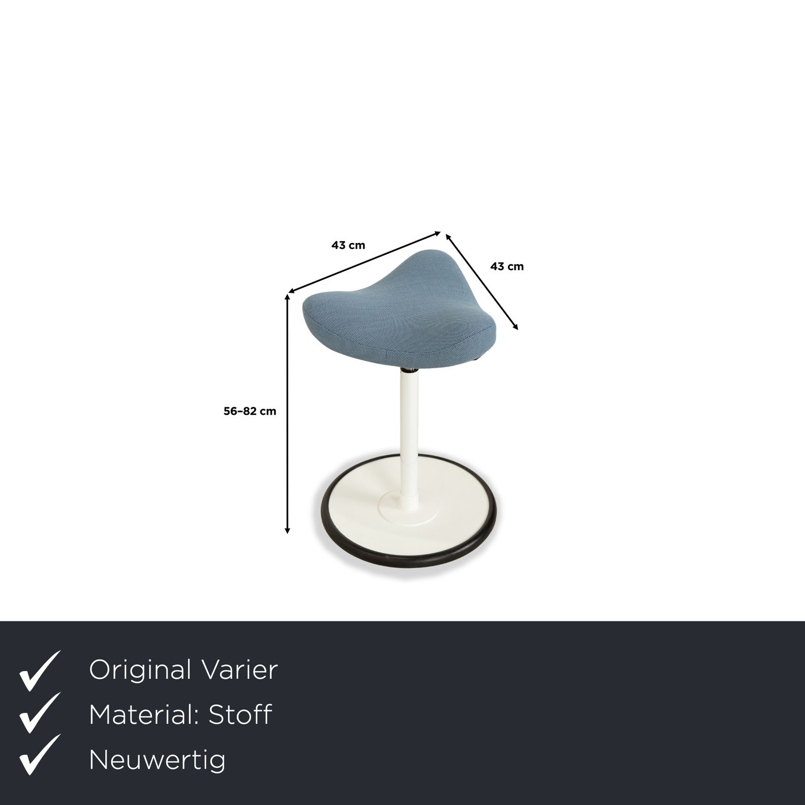 Varier Move Sit Stand Stool Fabric Blue Base White Wood Ash photo furniture
