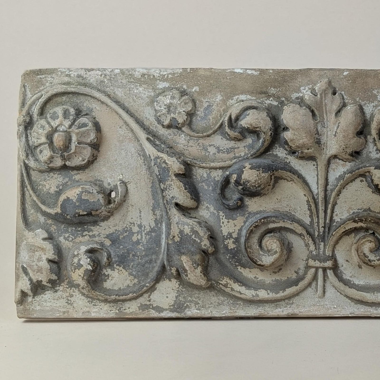 Antique French Century Terracotta Floral 19th Century Architectural Bas Relief Plaque Wall Art photo furniture