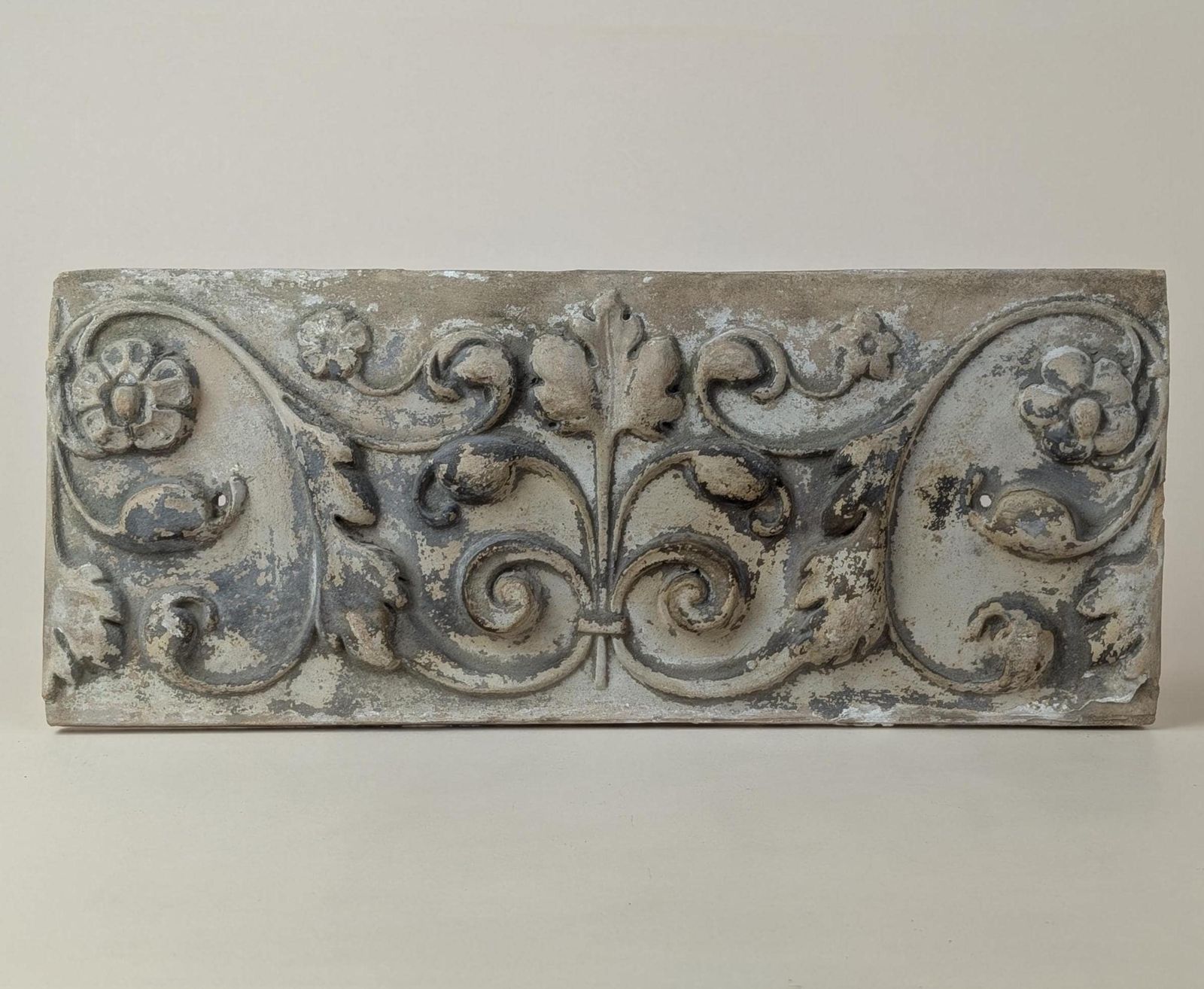 Antique French Century Terracotta Floral 19th Century Architectural Bas Relief Plaque Wall Art photo 285.0