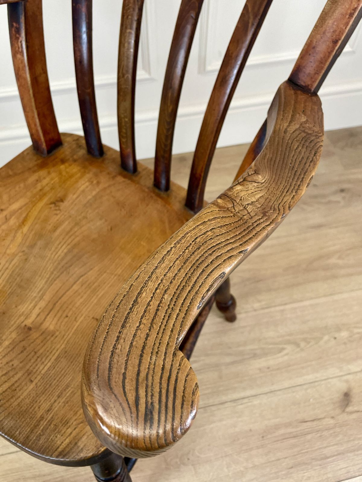 Furniture Antique Victorian Farmhouse Lathe Back Arm Chair photo