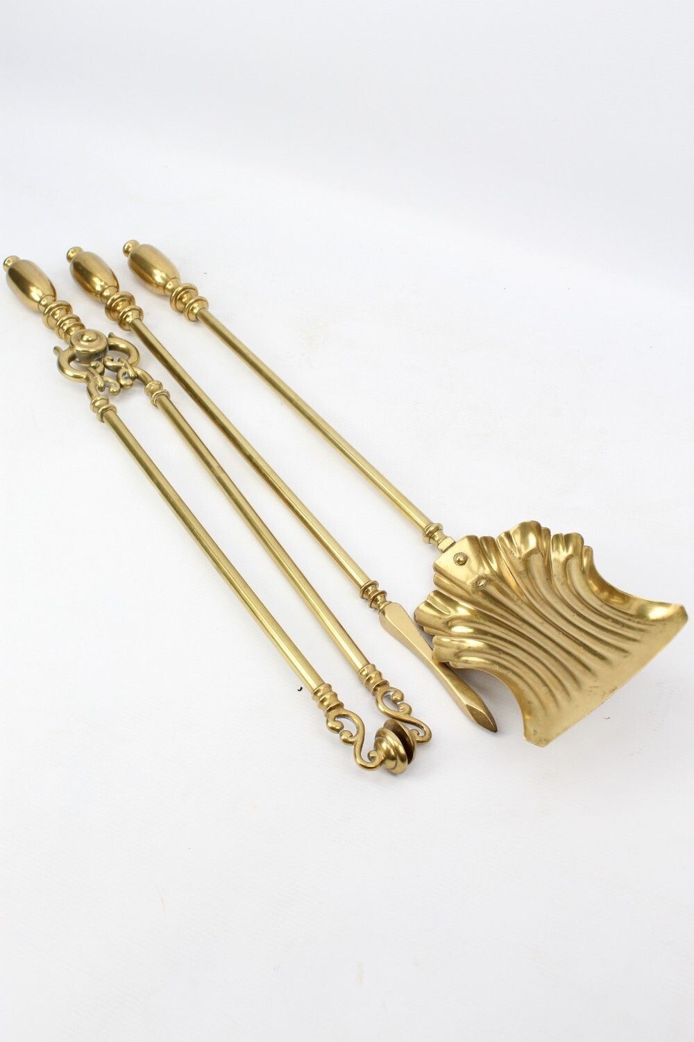 photo vinterior Set Large Victorian Brass Fire Tools