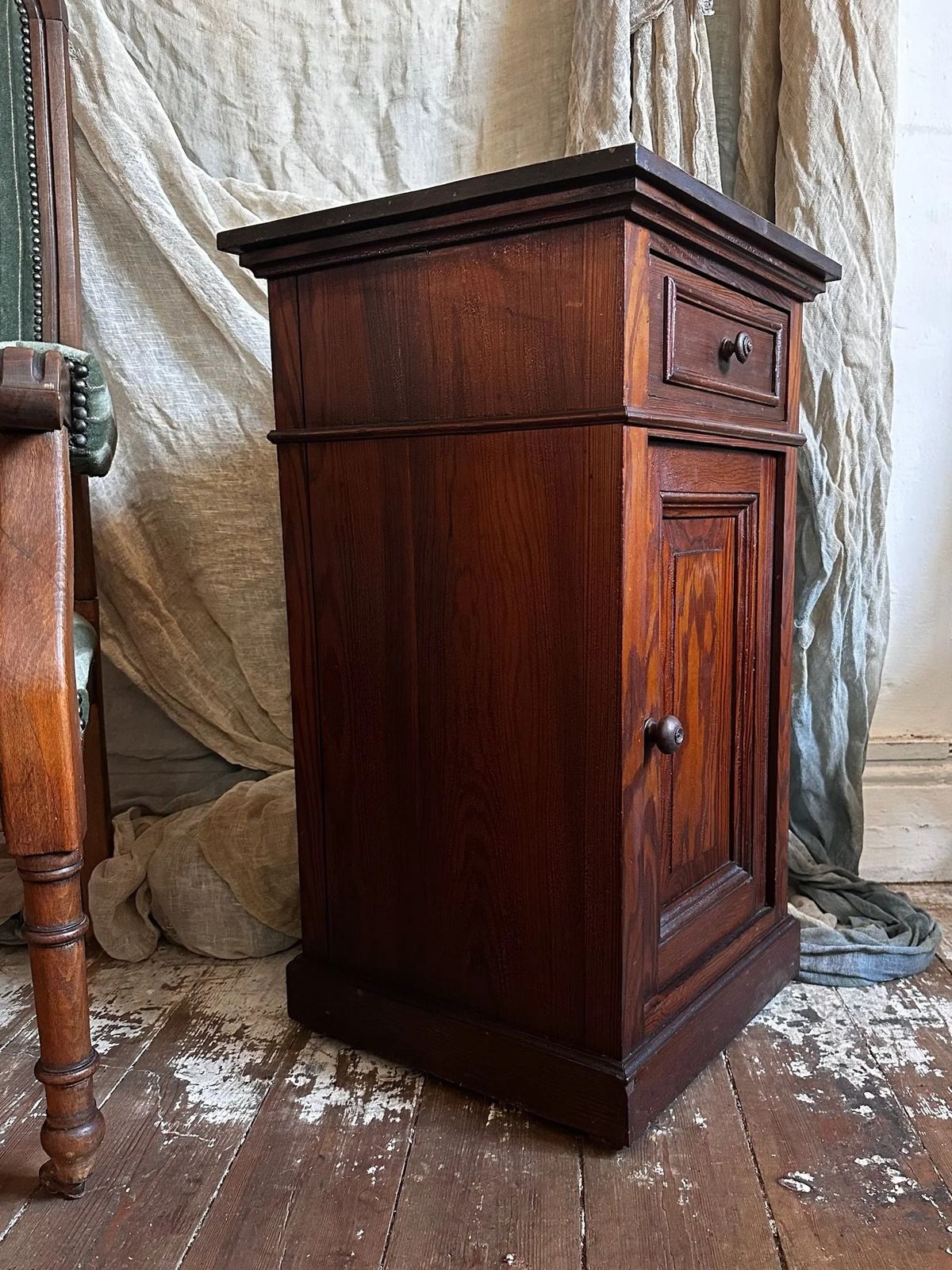 Pitch Pine Belgian Bedside Locker C1910 photo 213.0