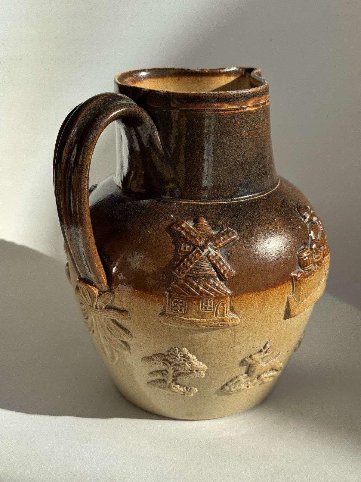 Large Antique Doulton Lambeth Pottery Salt Glaze Jug C1880 photo buy