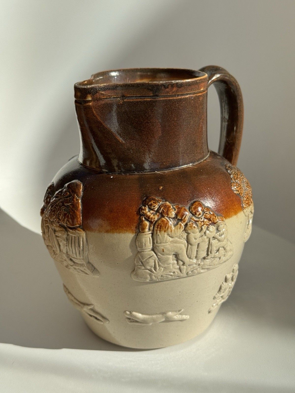 photo buy Large Antique Doulton Lambeth Pottery Salt Glaze Jug C1880