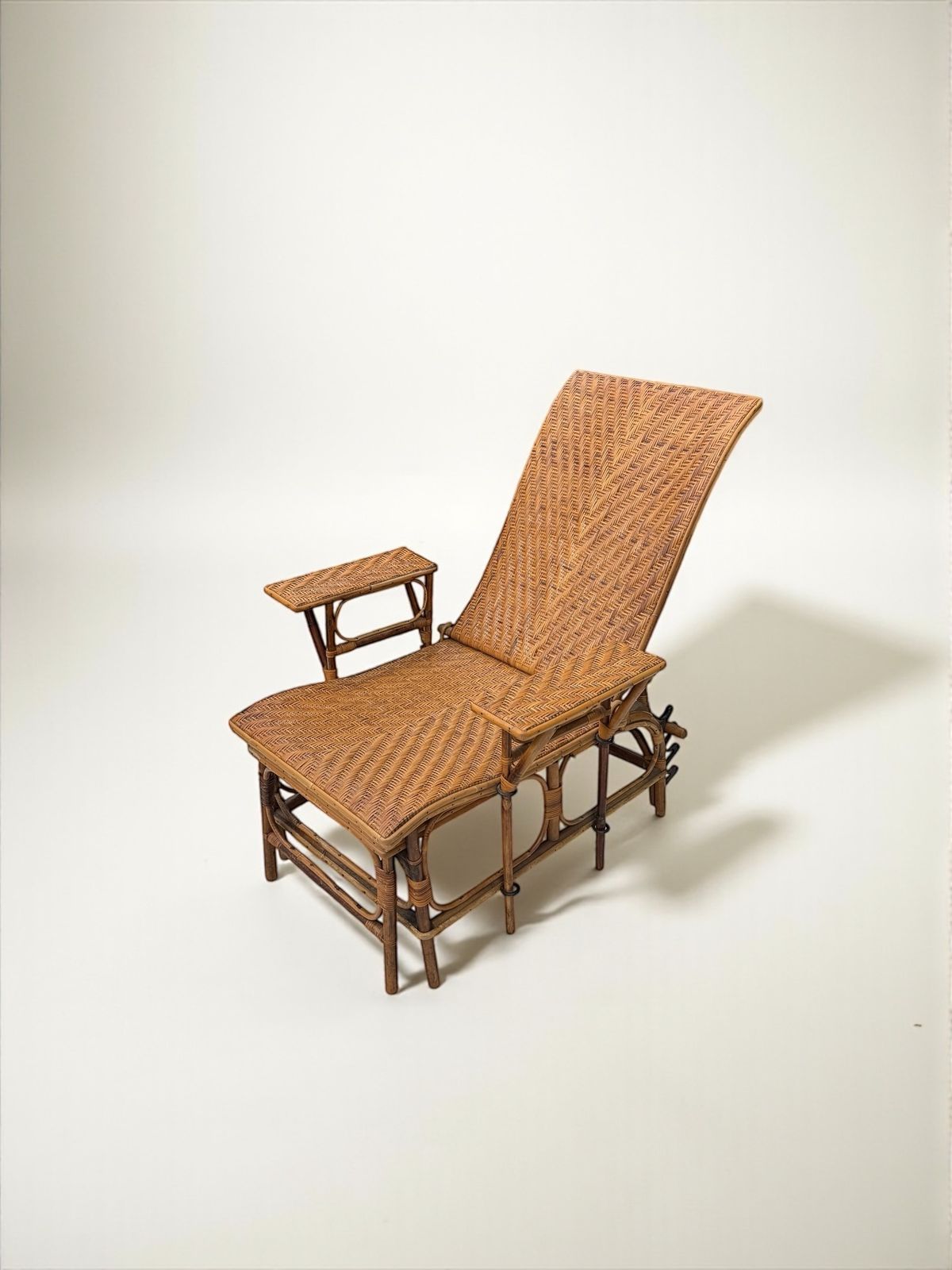 A French Early C 20th Steamer Lounge Chair In Bamboo And Cane photo buy