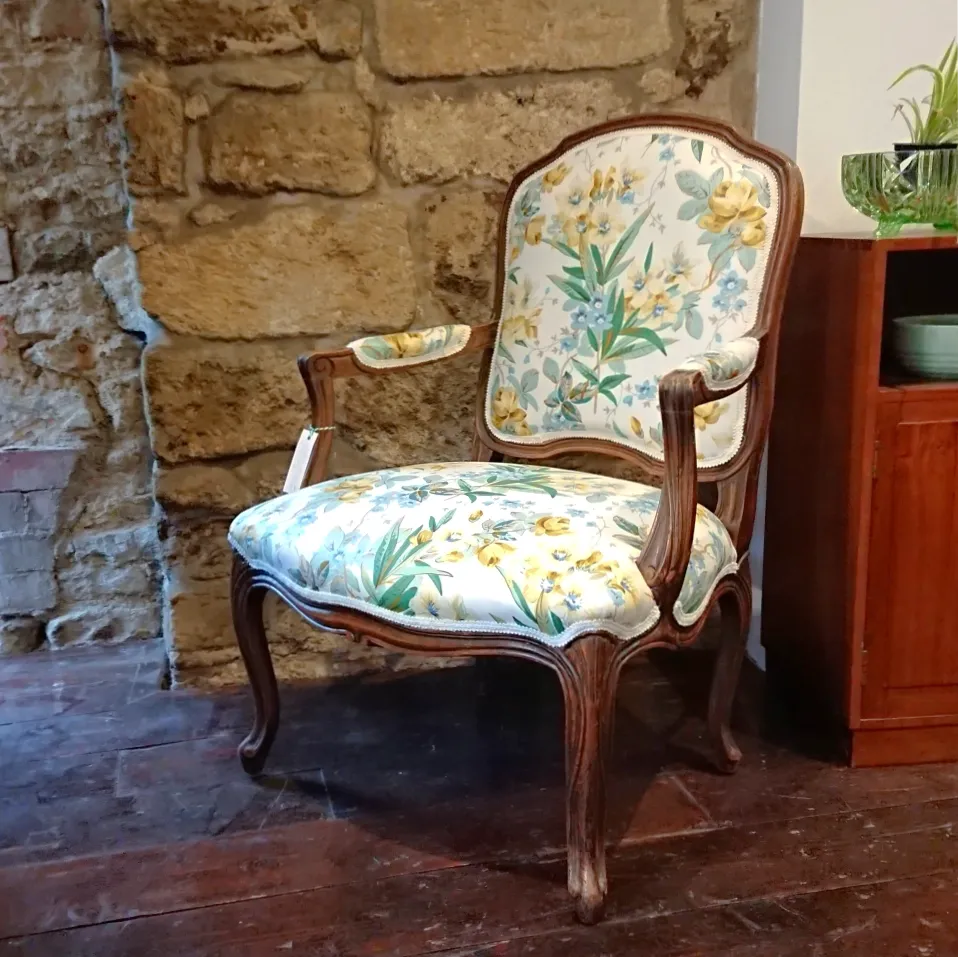 Louis XV Style 'Fauteuil' Upholstered Armchair photo vinterior