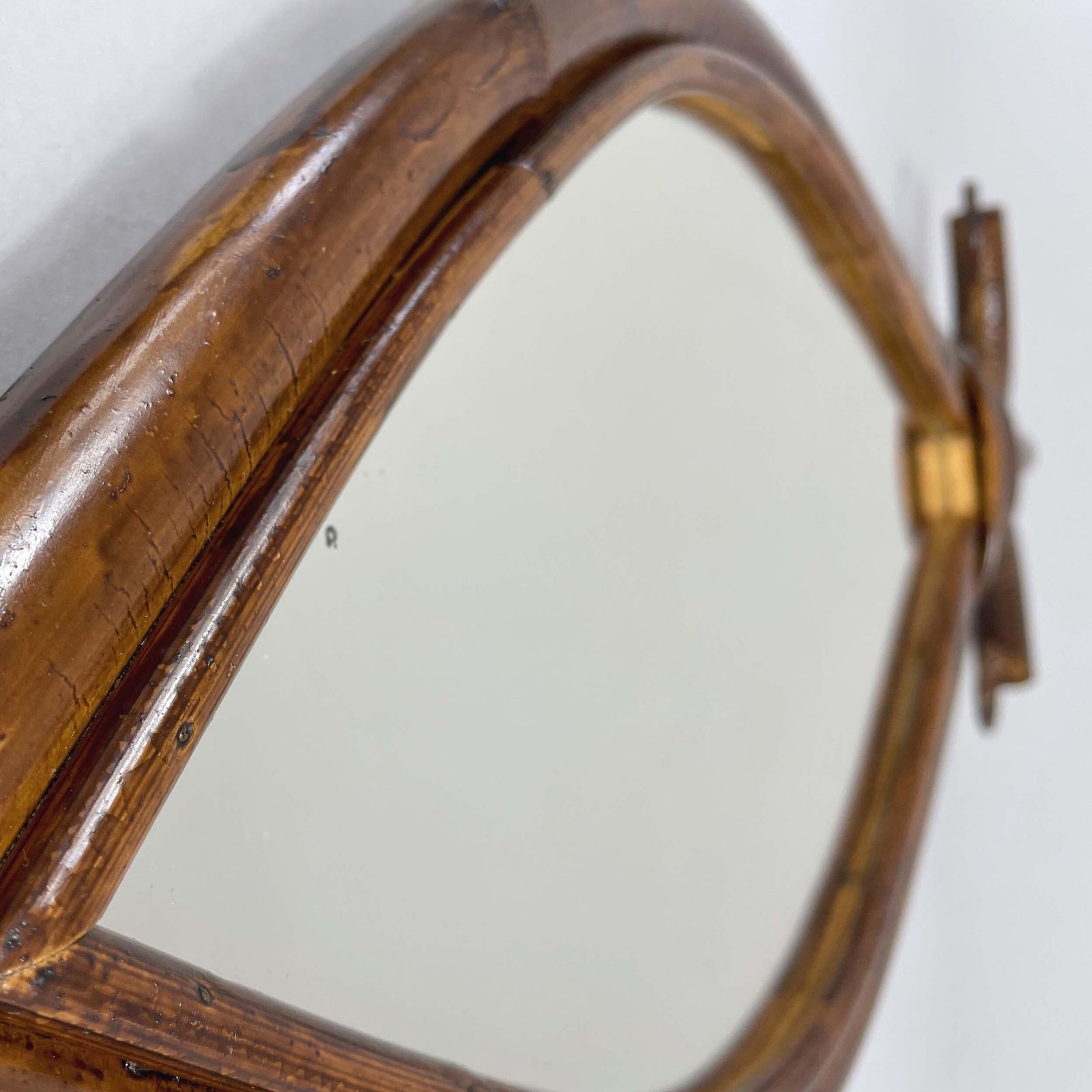 Mid Century Bamboo & Rattan Fish Shaped Mirror, France 1950s photo 1618.0